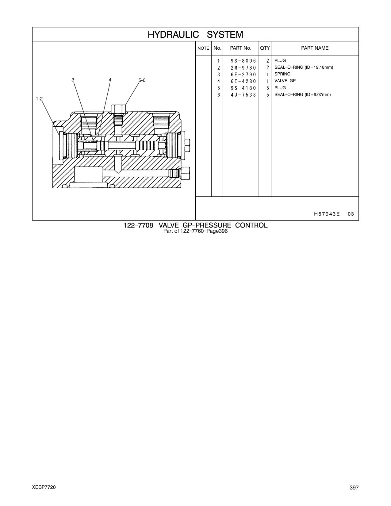 6E-4280 VALVE GP CAT parts manual diagram