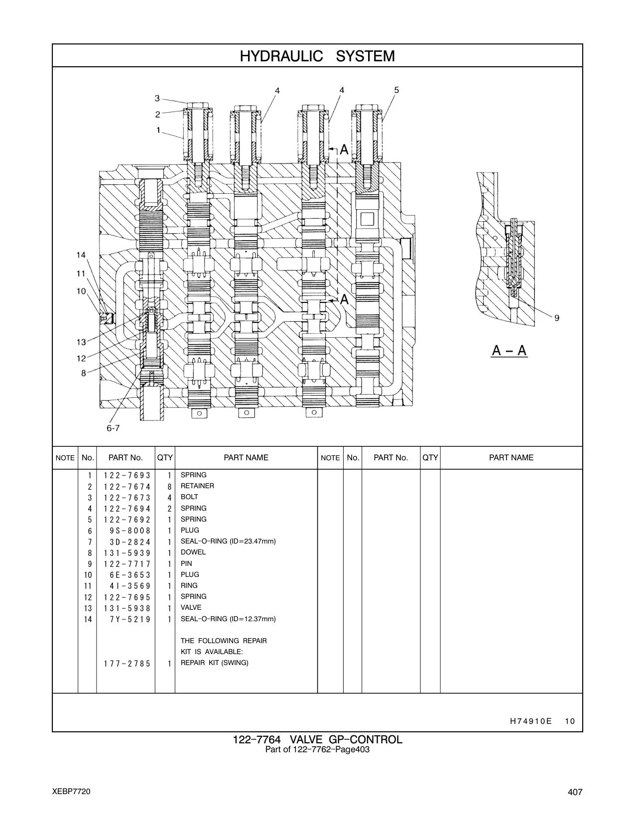 177-2785 - REPAIR KIT (SWING)