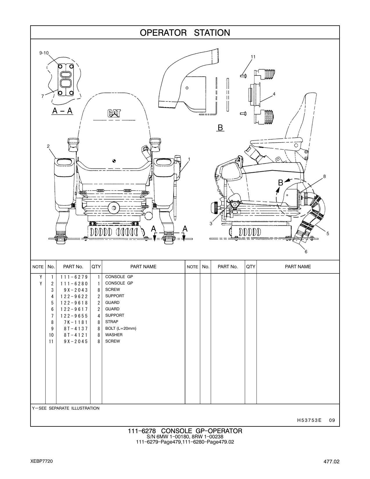 122-9622 SUPPORT CAT parts manual diagram