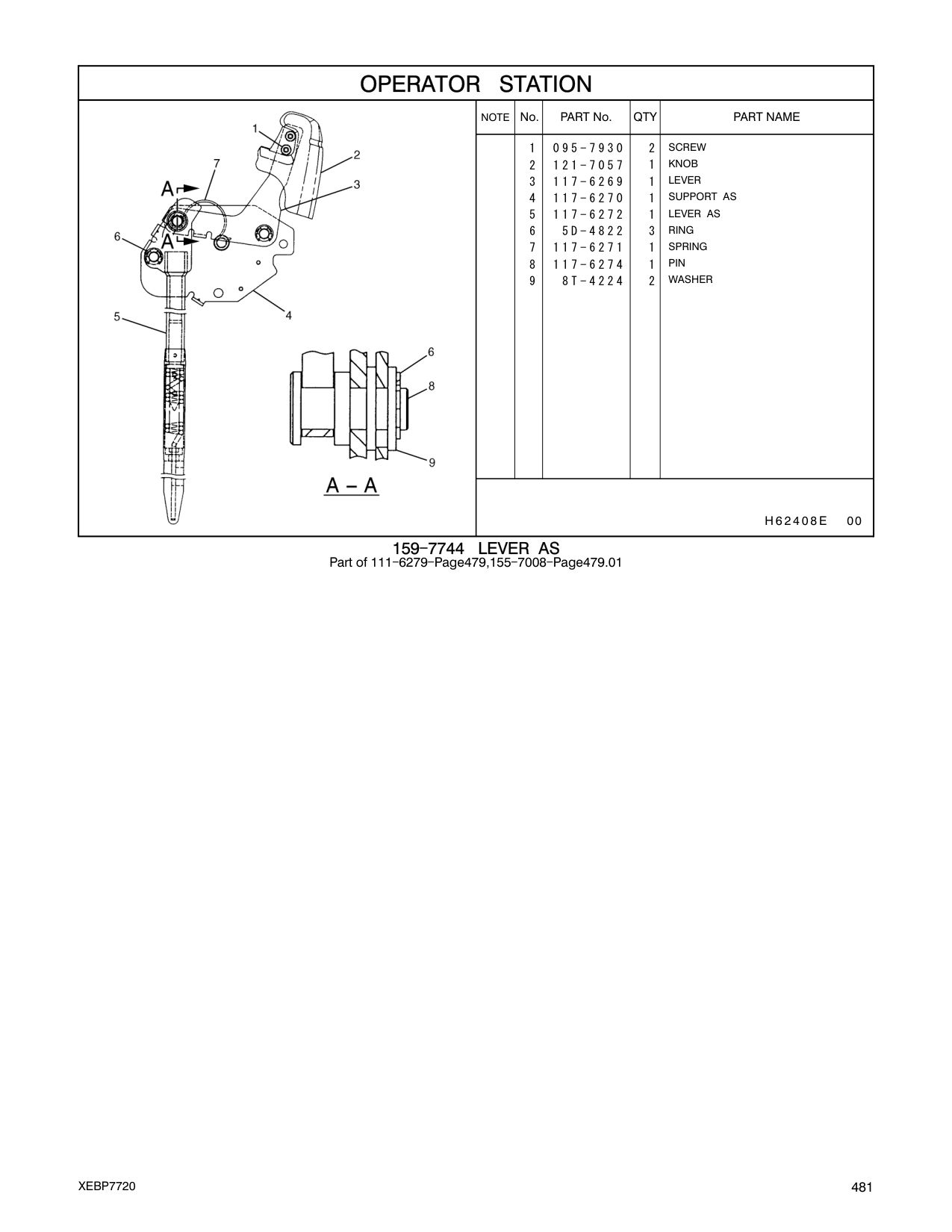 121-7057 KNOB CAT parts manual diagram