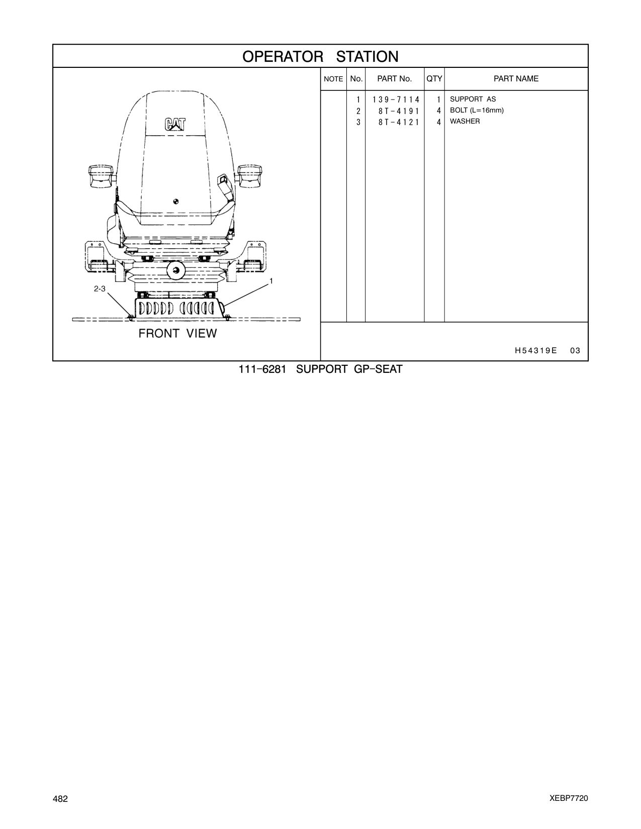 139-7114 SUPPORT AS CAT parts manual diagram