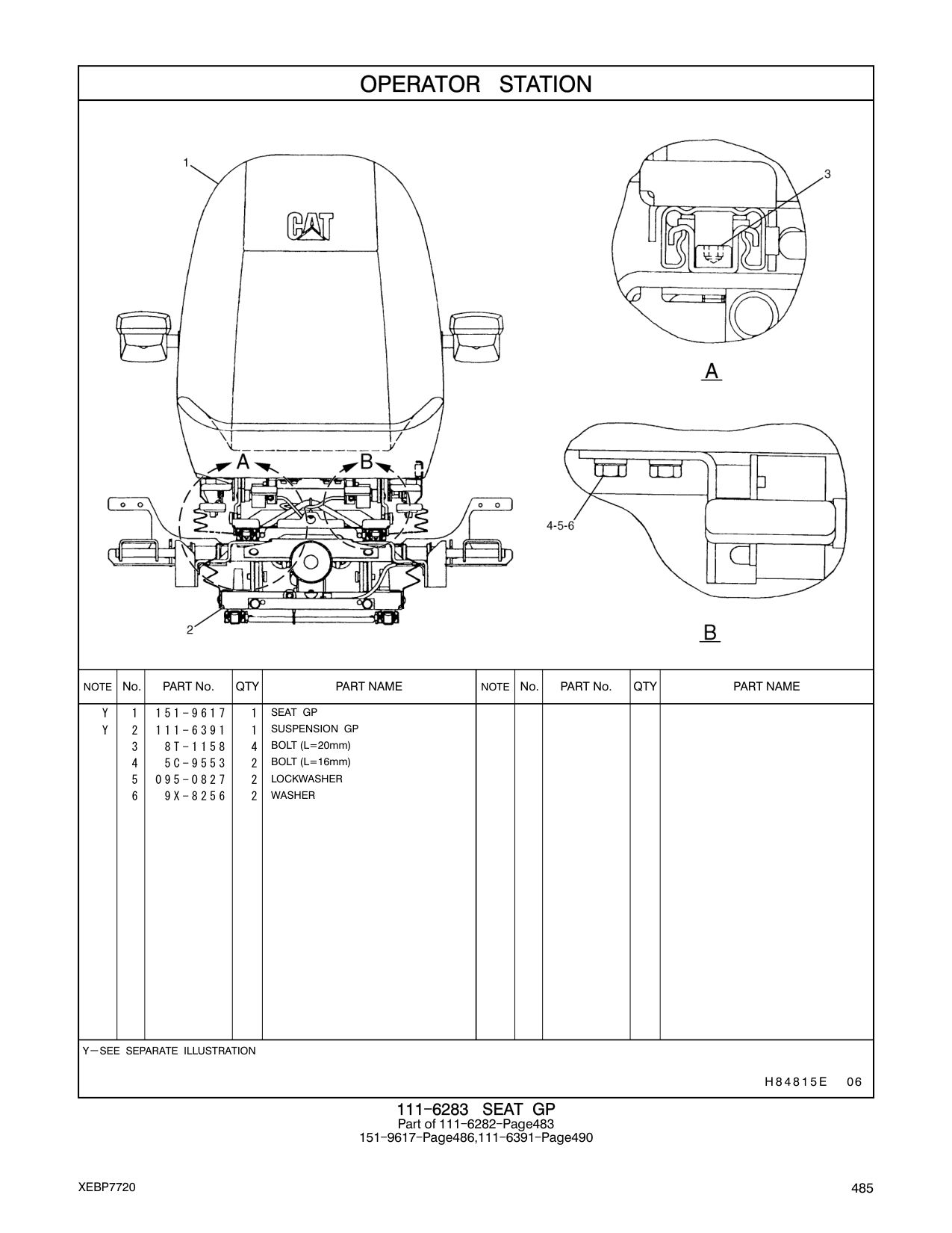 151-9617 SEAT GP CAT parts manual diagram