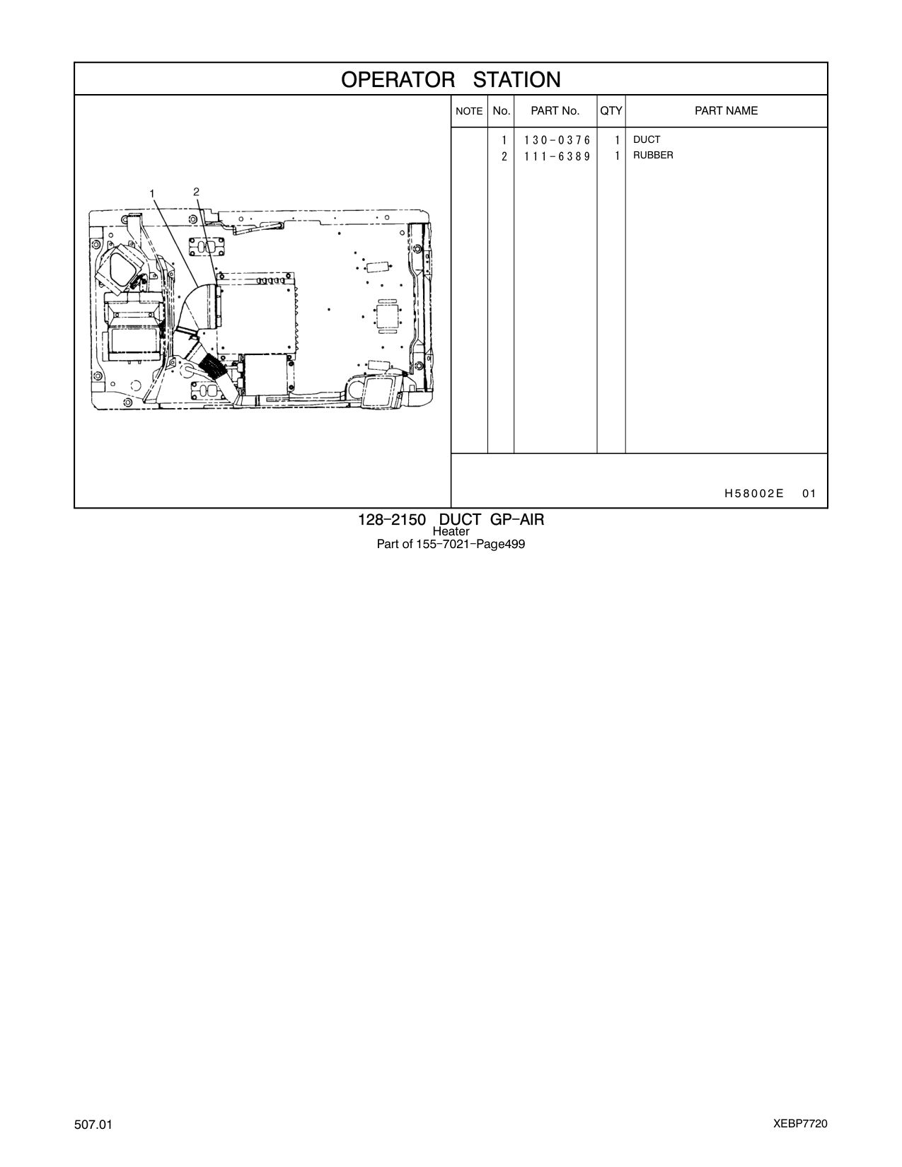130-0376 DUCT CAT parts manual diagram