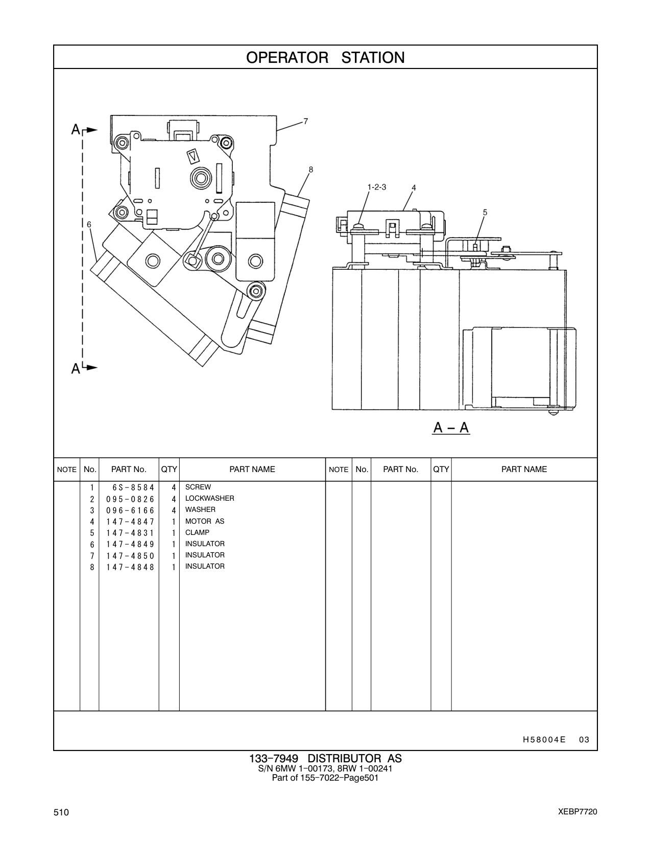 6S-8584 SCREW CAT parts manual diagram