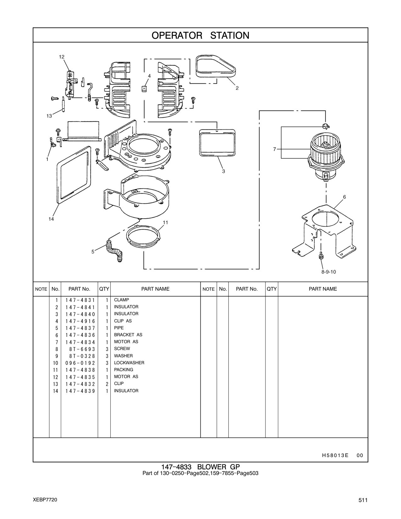 147-4840 INSULATOR CAT parts manual diagram