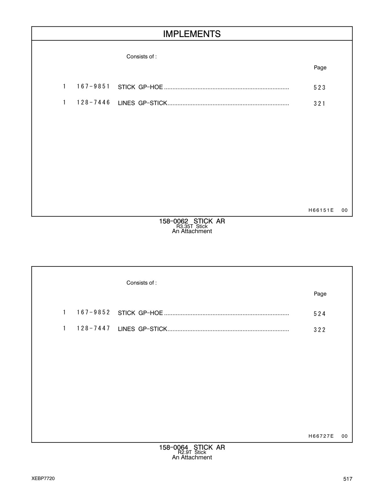 128-7447 LINES GP-STICK CAT parts manual diagram