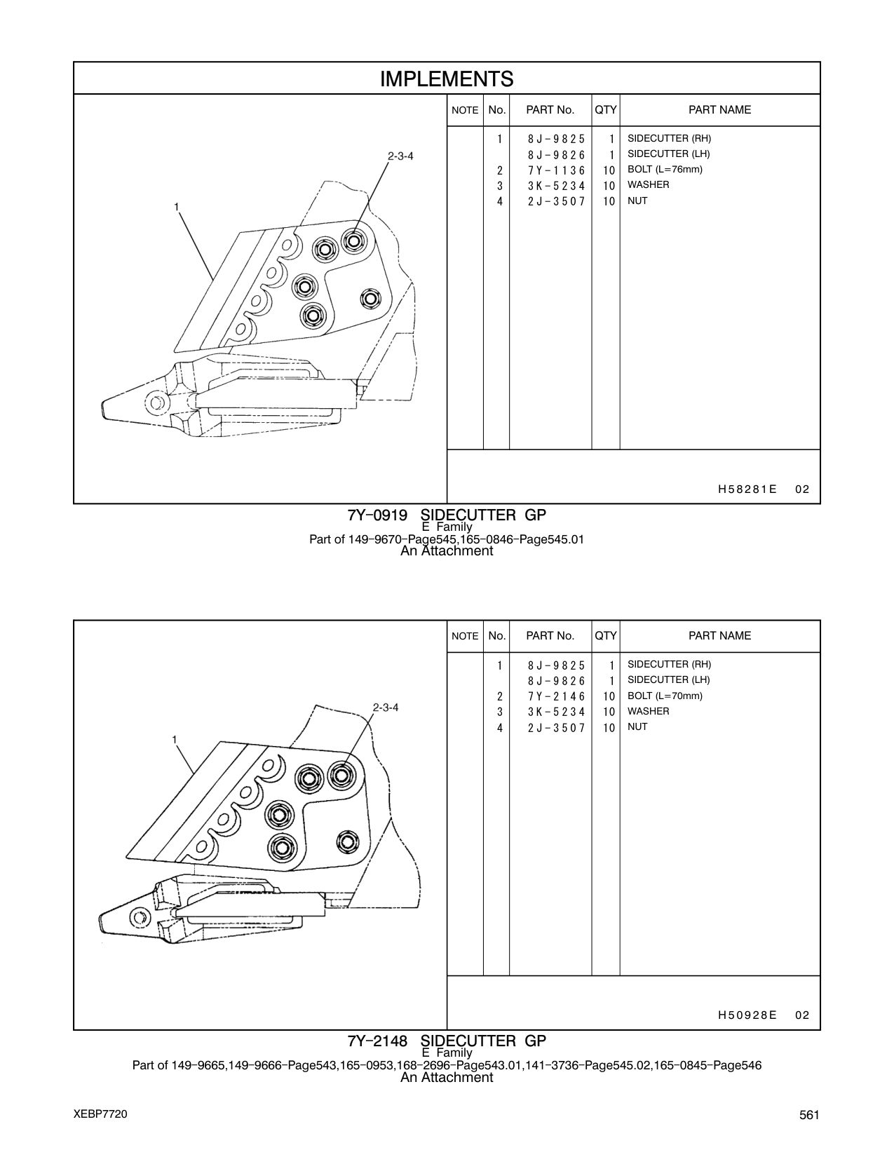 7Y-1136 BOLT (L=76mm) CAT parts manual diagram