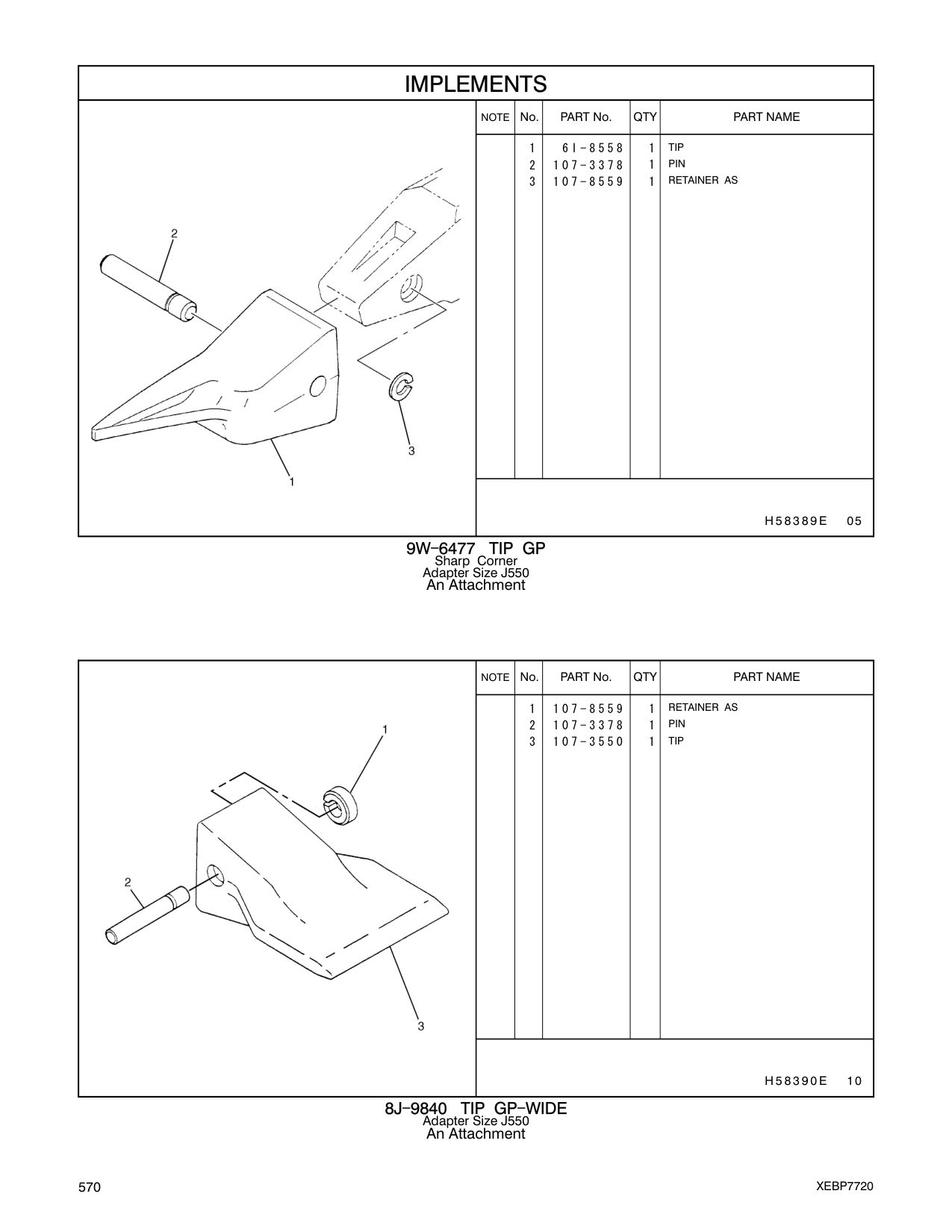 107-3550 TIP CAT parts manual diagram