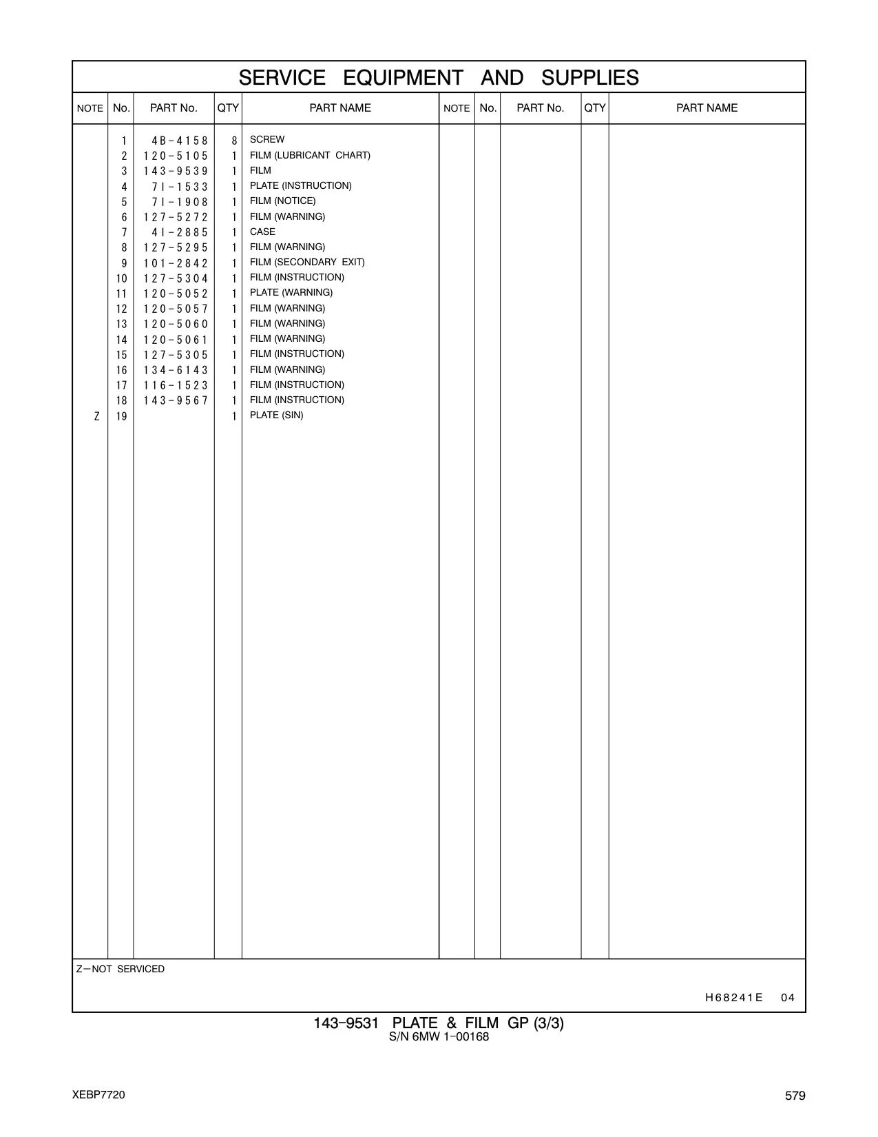 127-5305 FILM (INSTRUCTION) CAT parts manual diagram