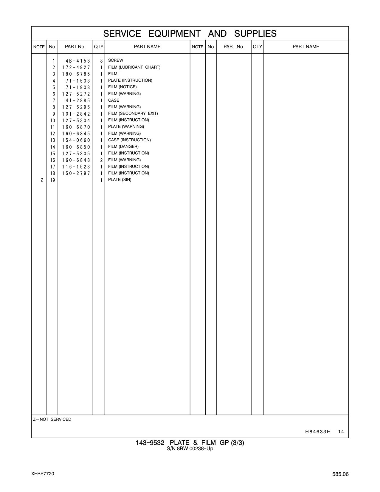 180-6785 FILM CAT parts manual diagram