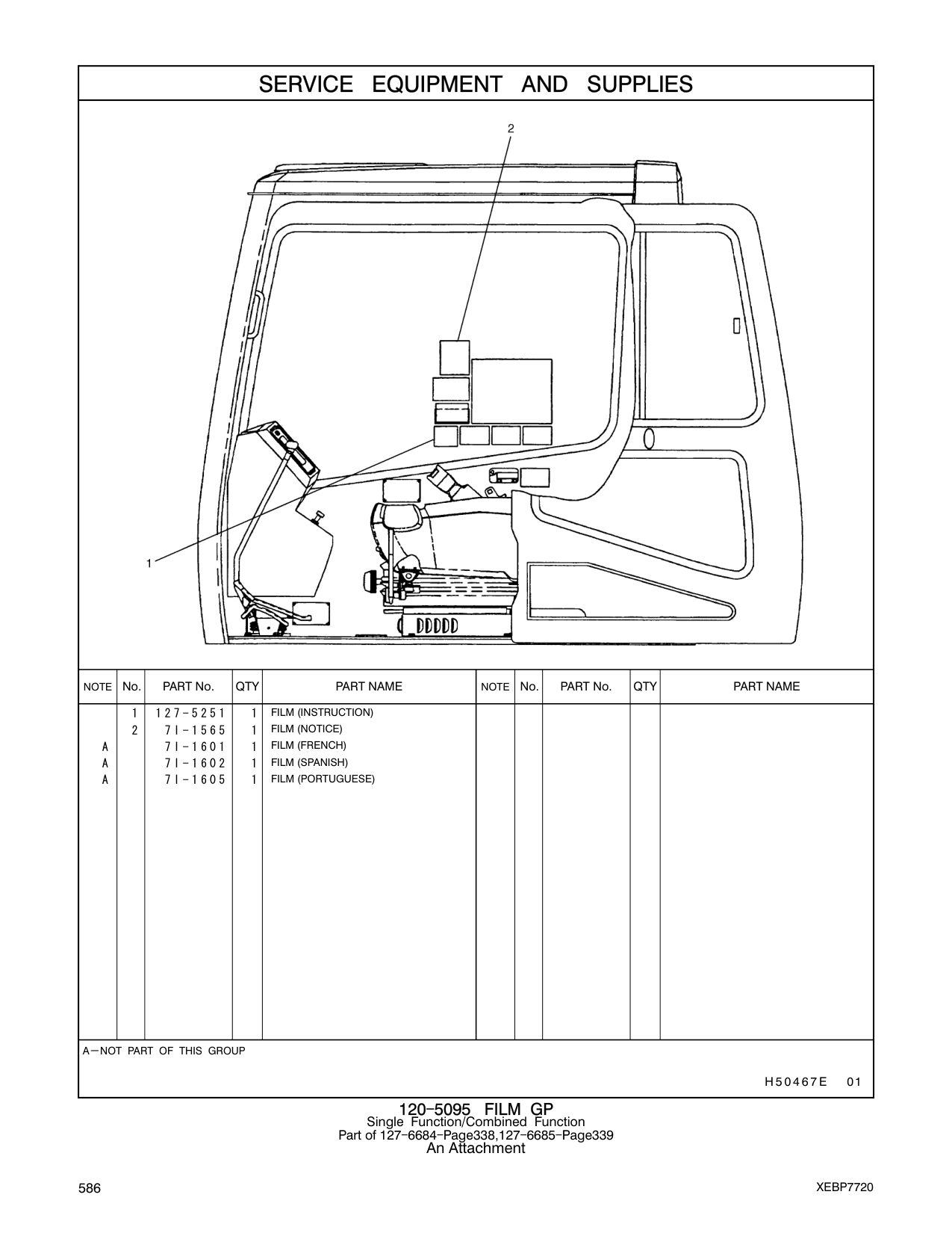 7I-1565 FILM (NOTICE) CAT parts manual diagram