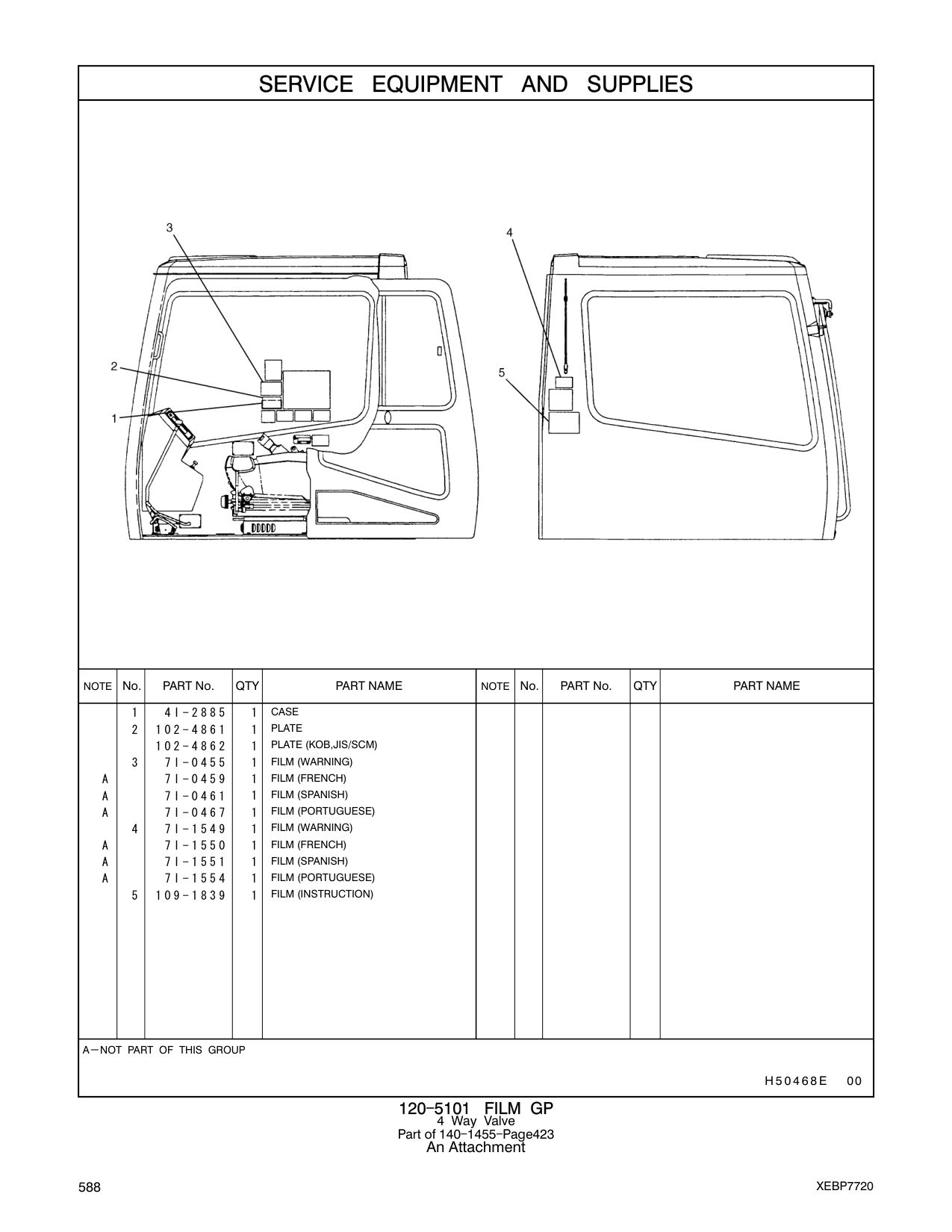 7I-1549 FILM (WARNING) CAT parts manual diagram
