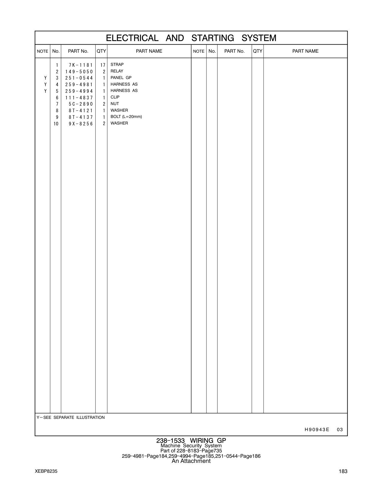 259-4994 HARNESS AS CAT parts manual diagram