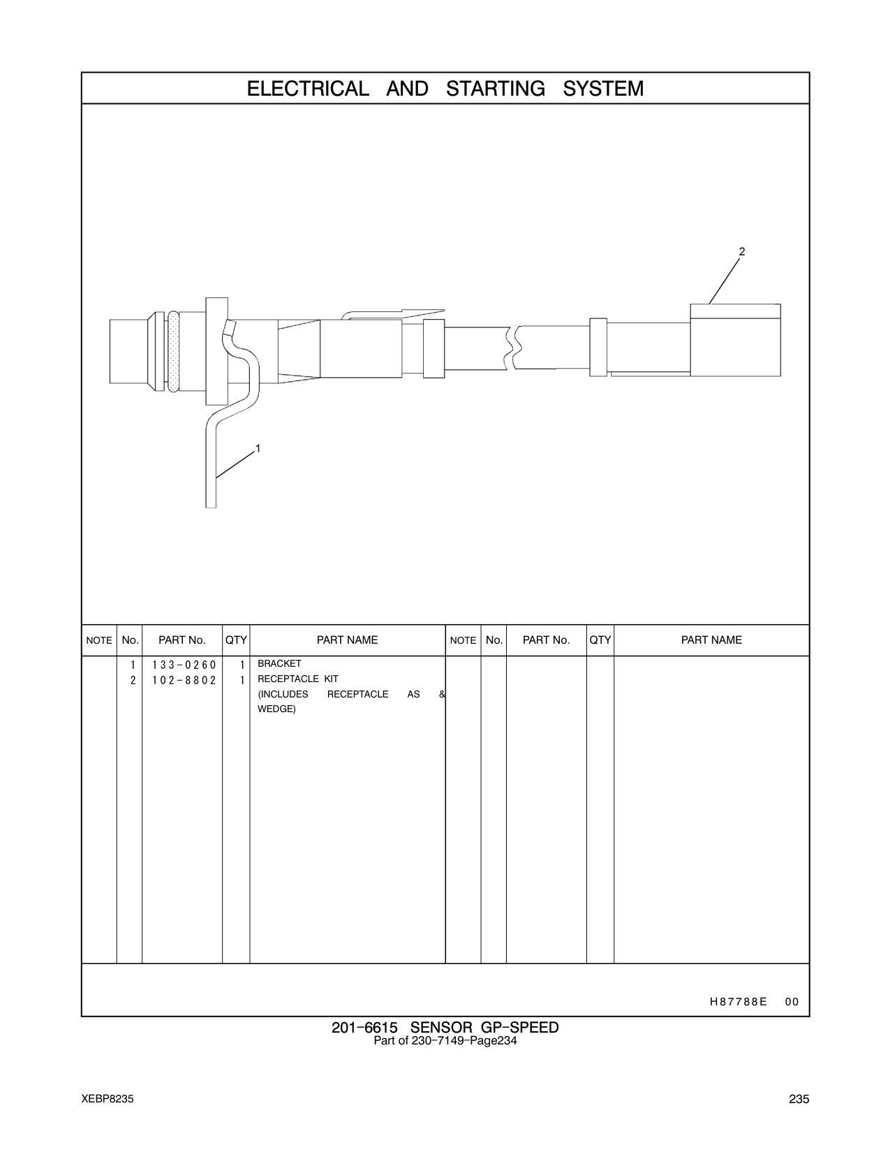 133-0260 BRACKET CAT parts manual diagram