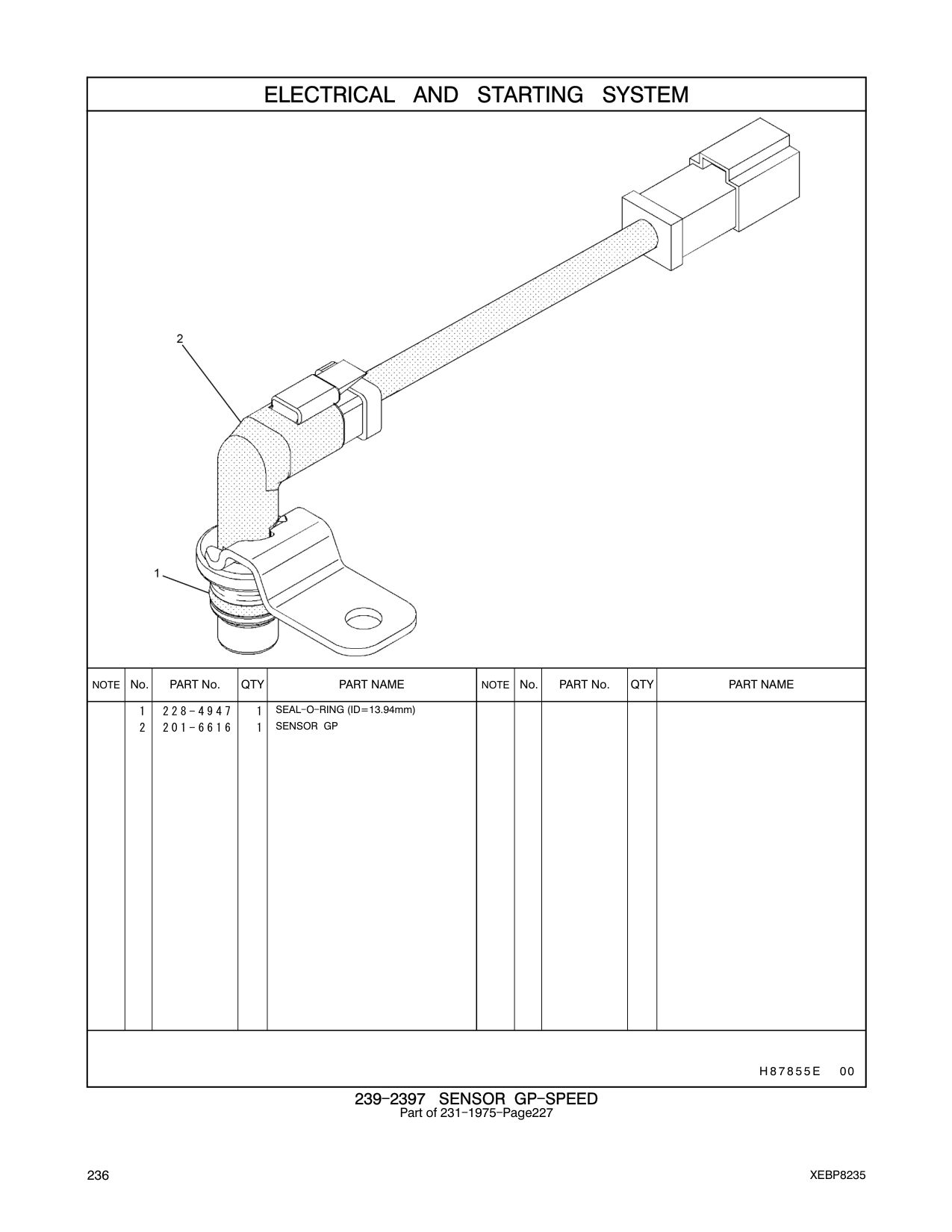 228-4947 SEAL-O-RING CAT parts manual diagram