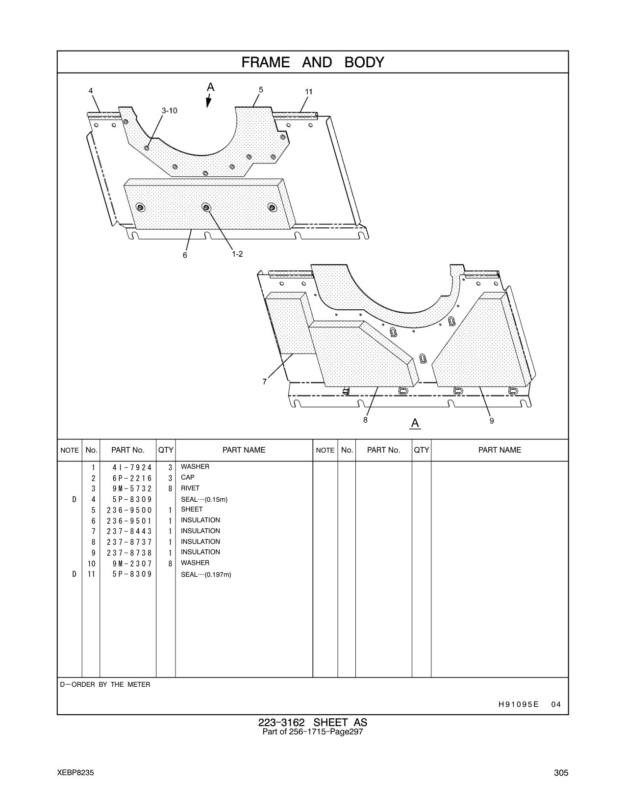 236-9501 INSULATION CAT parts manual diagram