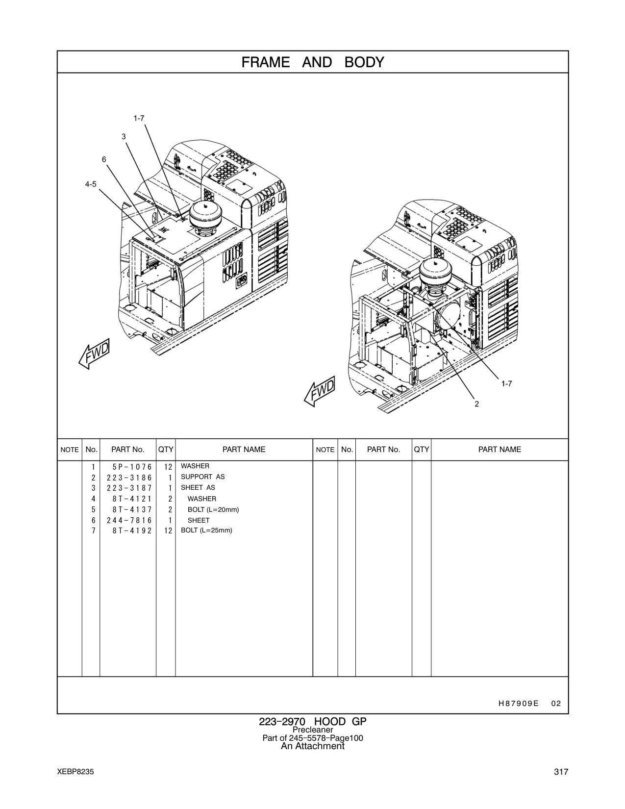 223-3187 SHEET AS CAT parts manual diagram