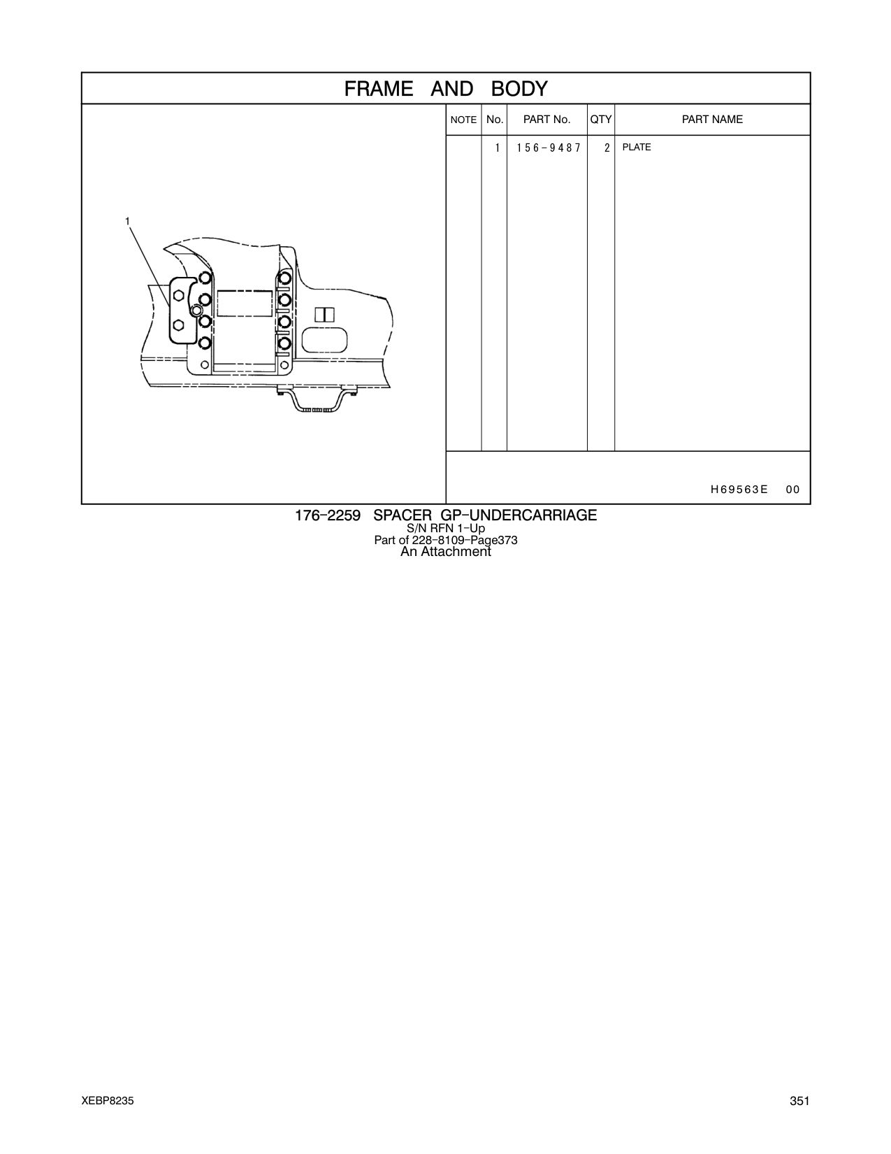 156-9487 PLATE CAT parts manual diagram