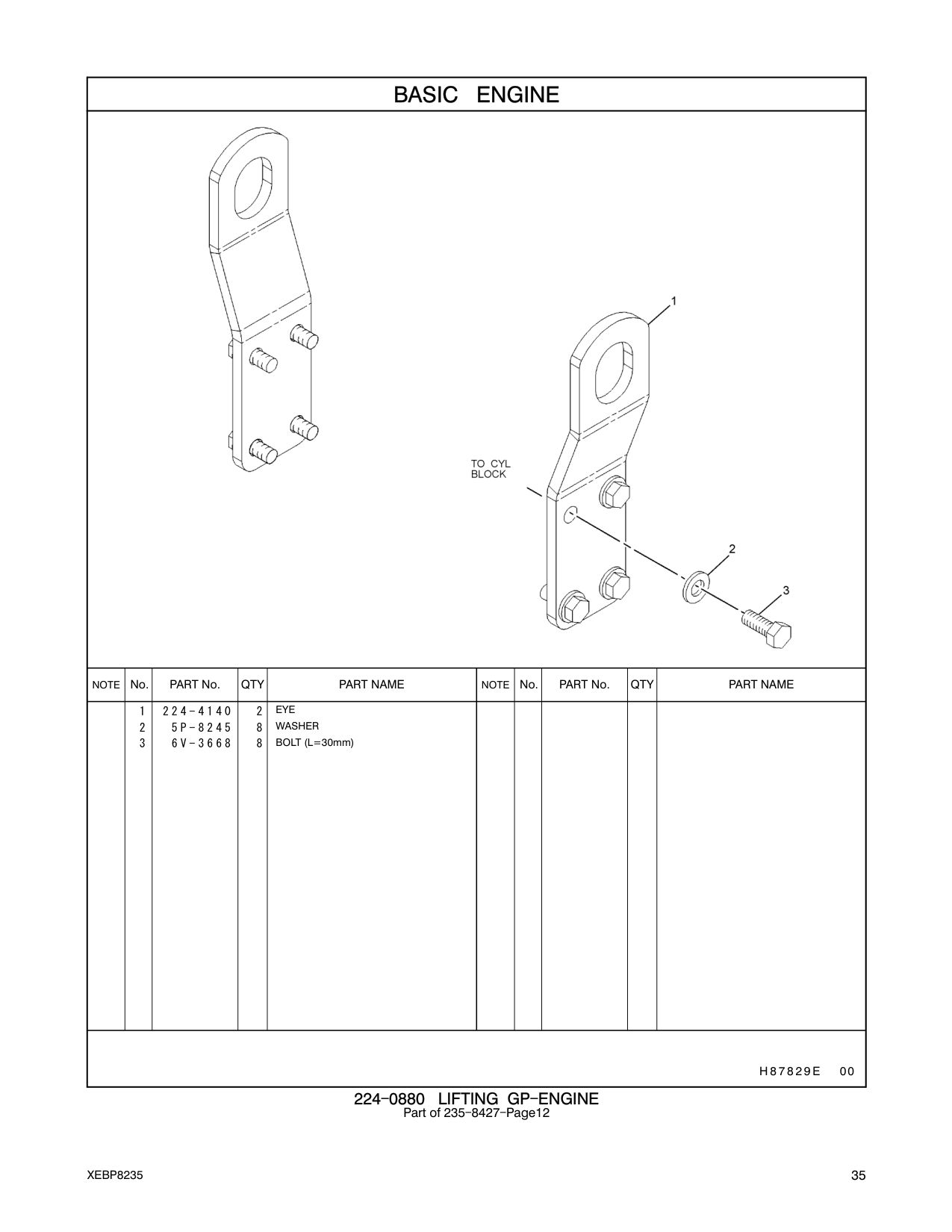 224-4140 EYE-LIFTING CAT parts manual diagram