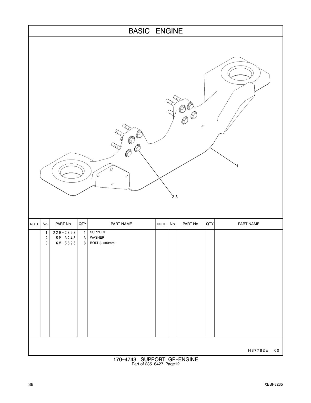 229-2898 SUPPORT CAT parts manual diagram