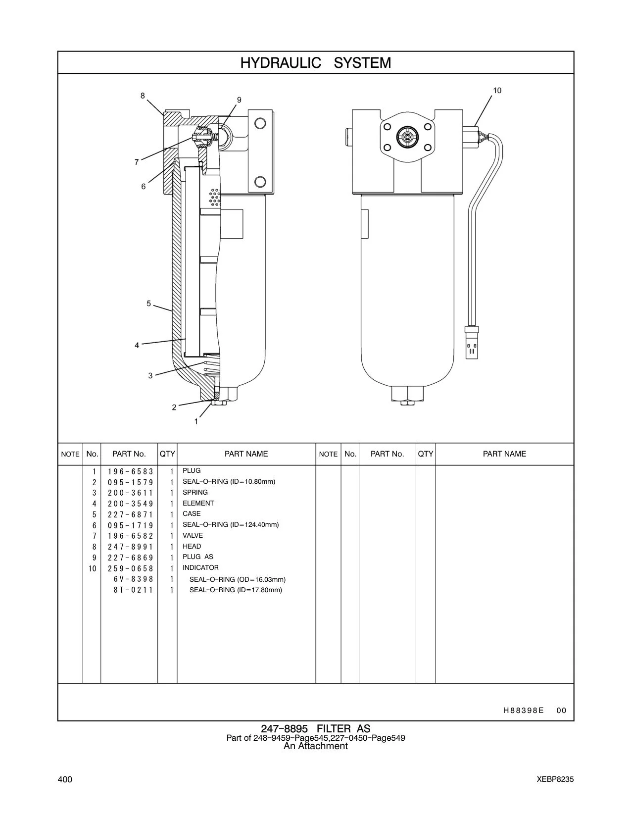 200-3549 ELEMENT CAT parts manual diagram