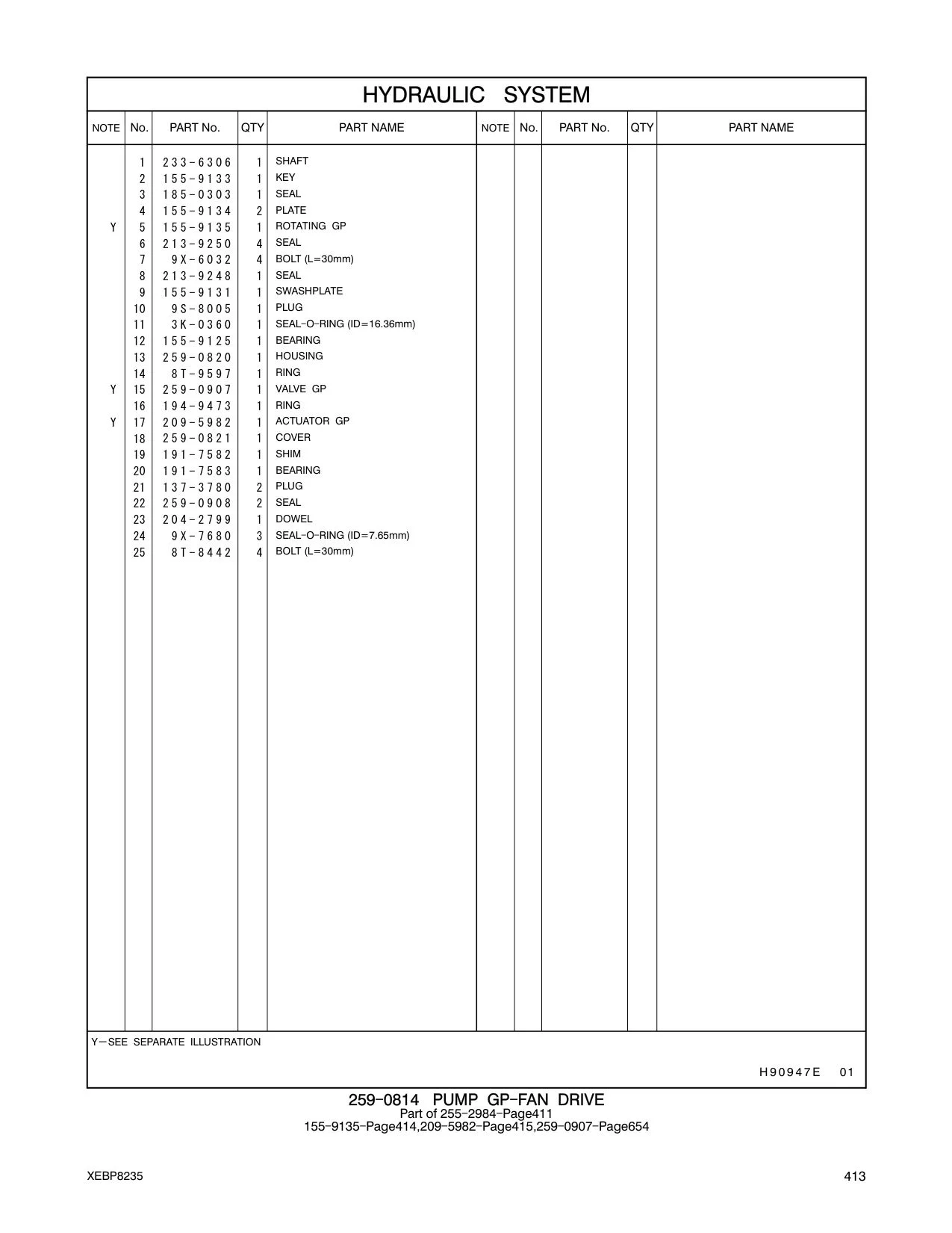 259-0820 HOUSING CAT parts manual diagram