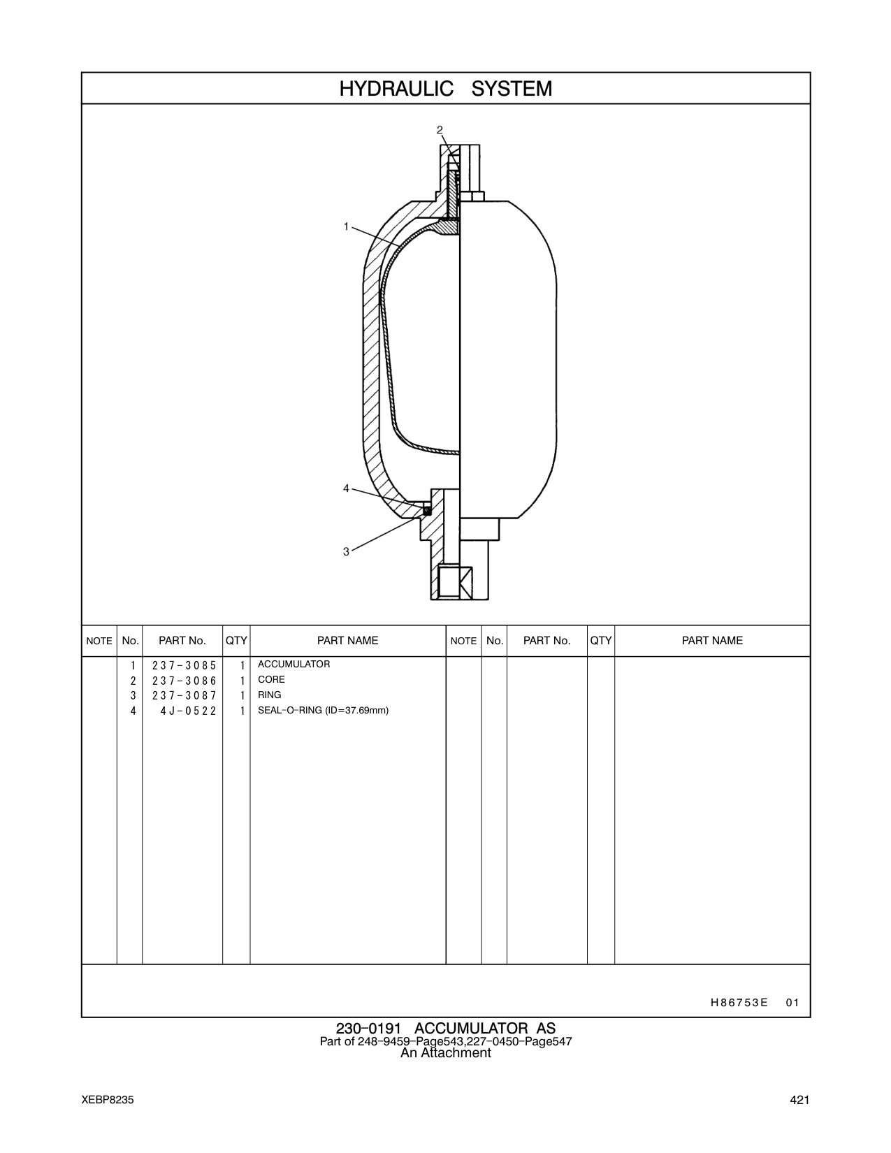 237-3086 CORE CAT parts manual diagram
