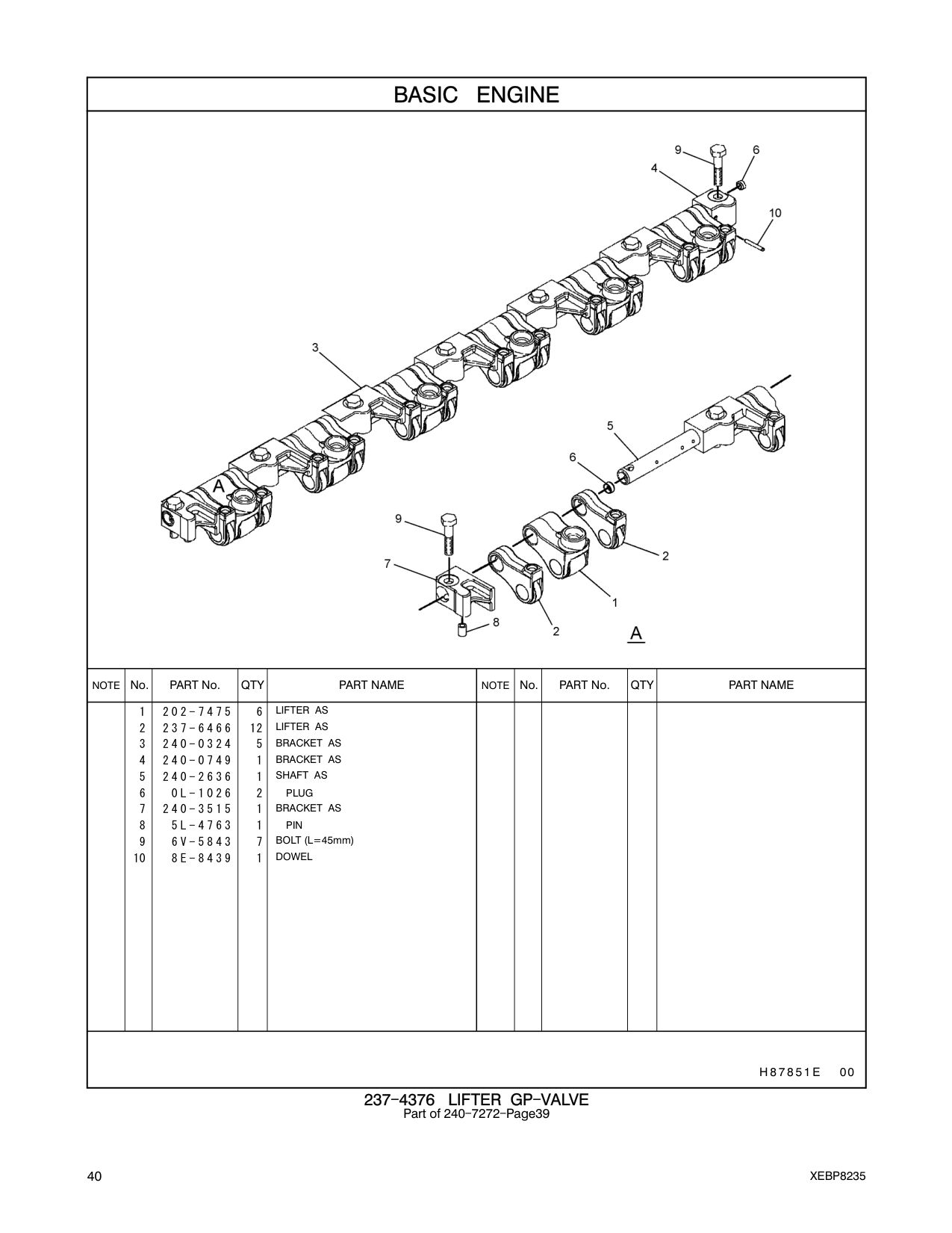 237-6466 LIFTER AS CAT parts manual diagram