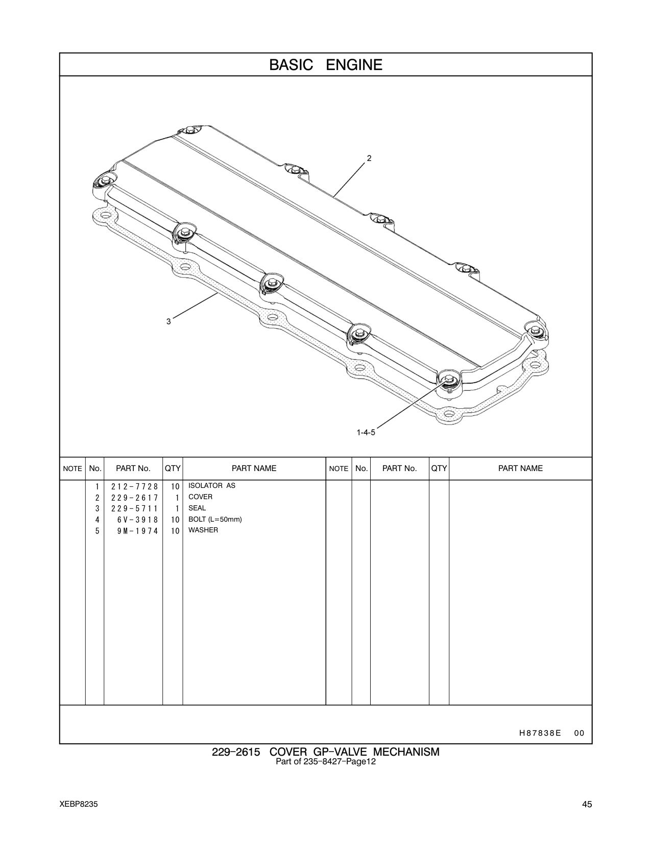 229-2617 COVER CAT parts manual diagram