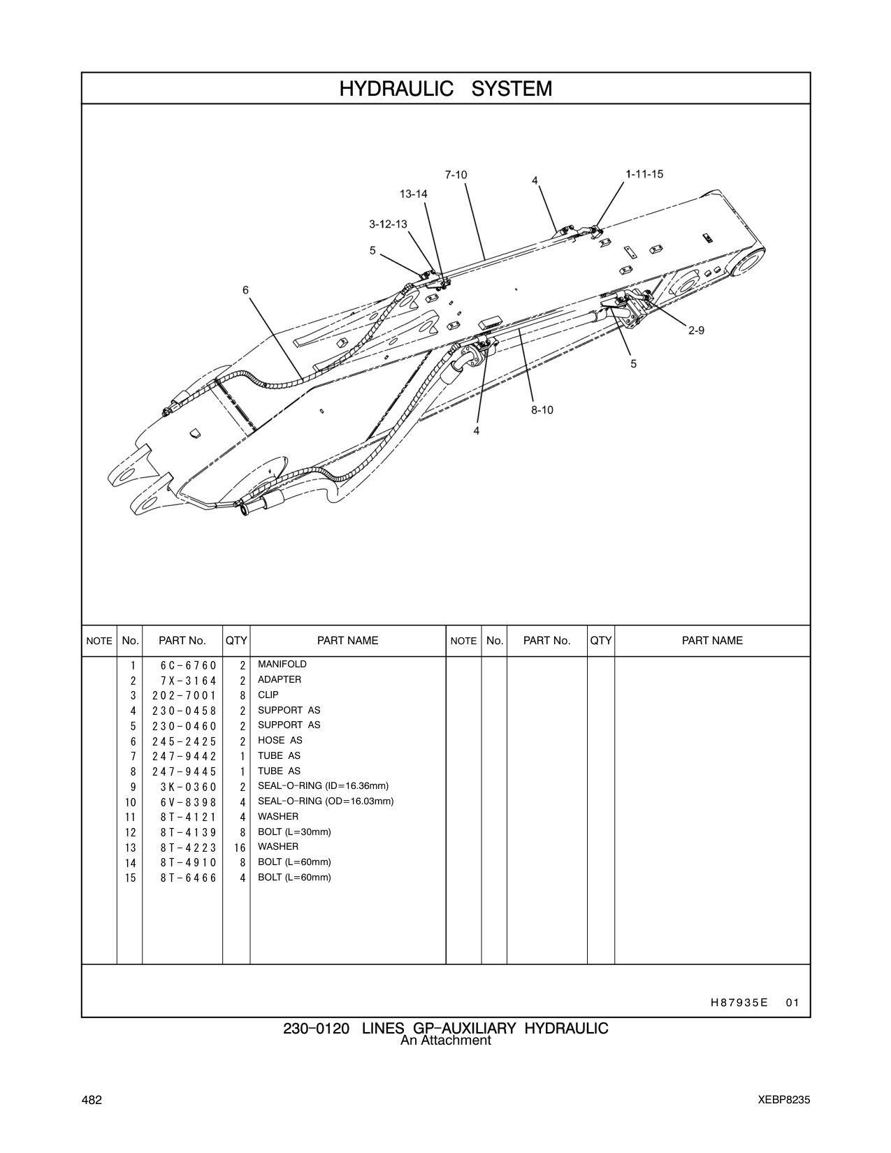 230-0458 SUPPORT AS CAT parts manual diagram