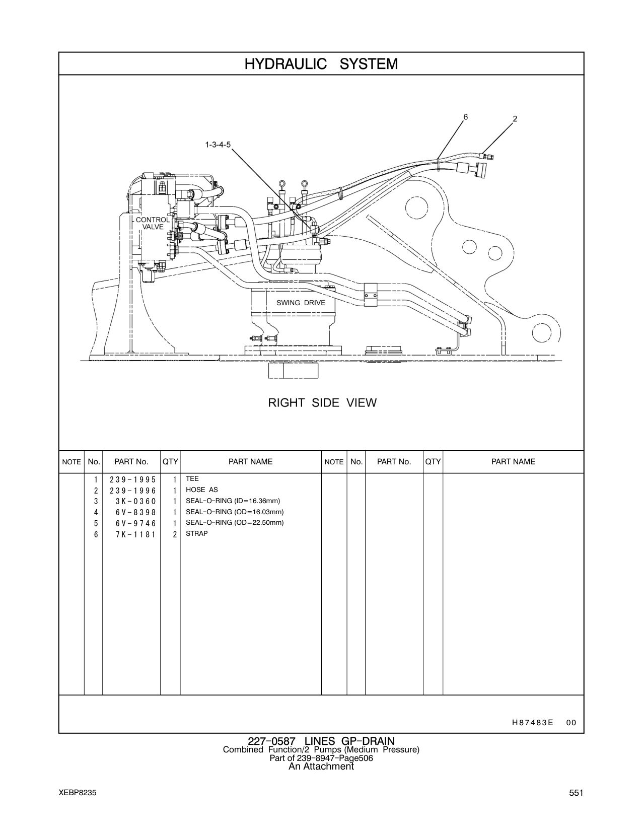 239-1996 HOSE AS CAT parts manual diagram