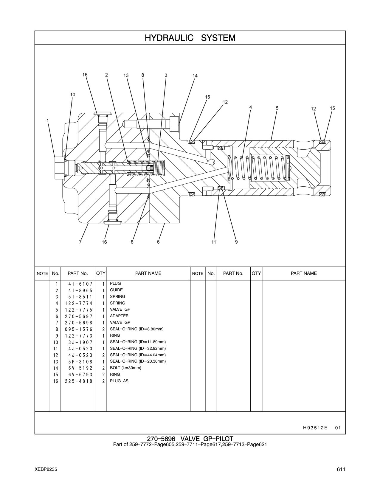 270-5698 VALVE GP CAT parts manual diagram