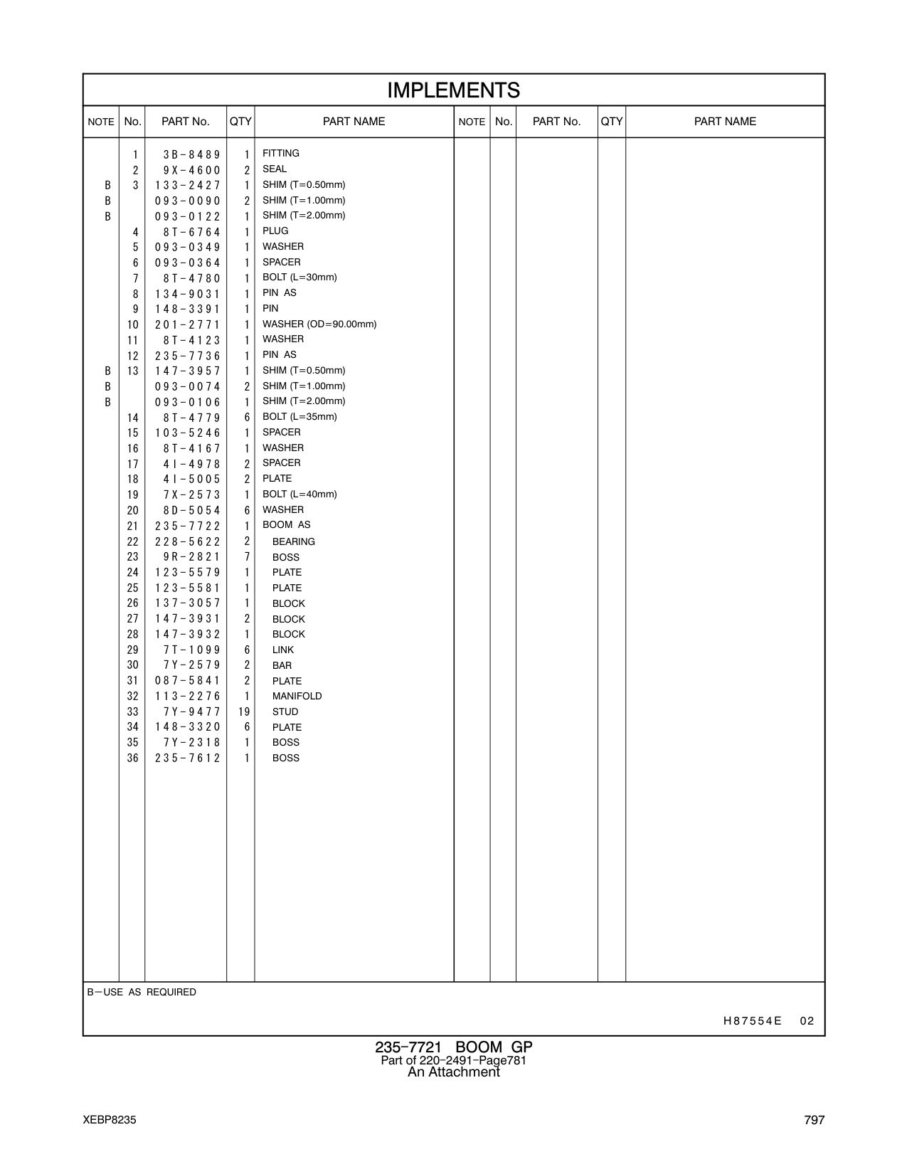 235-7736 PIN AS CAT parts manual diagram