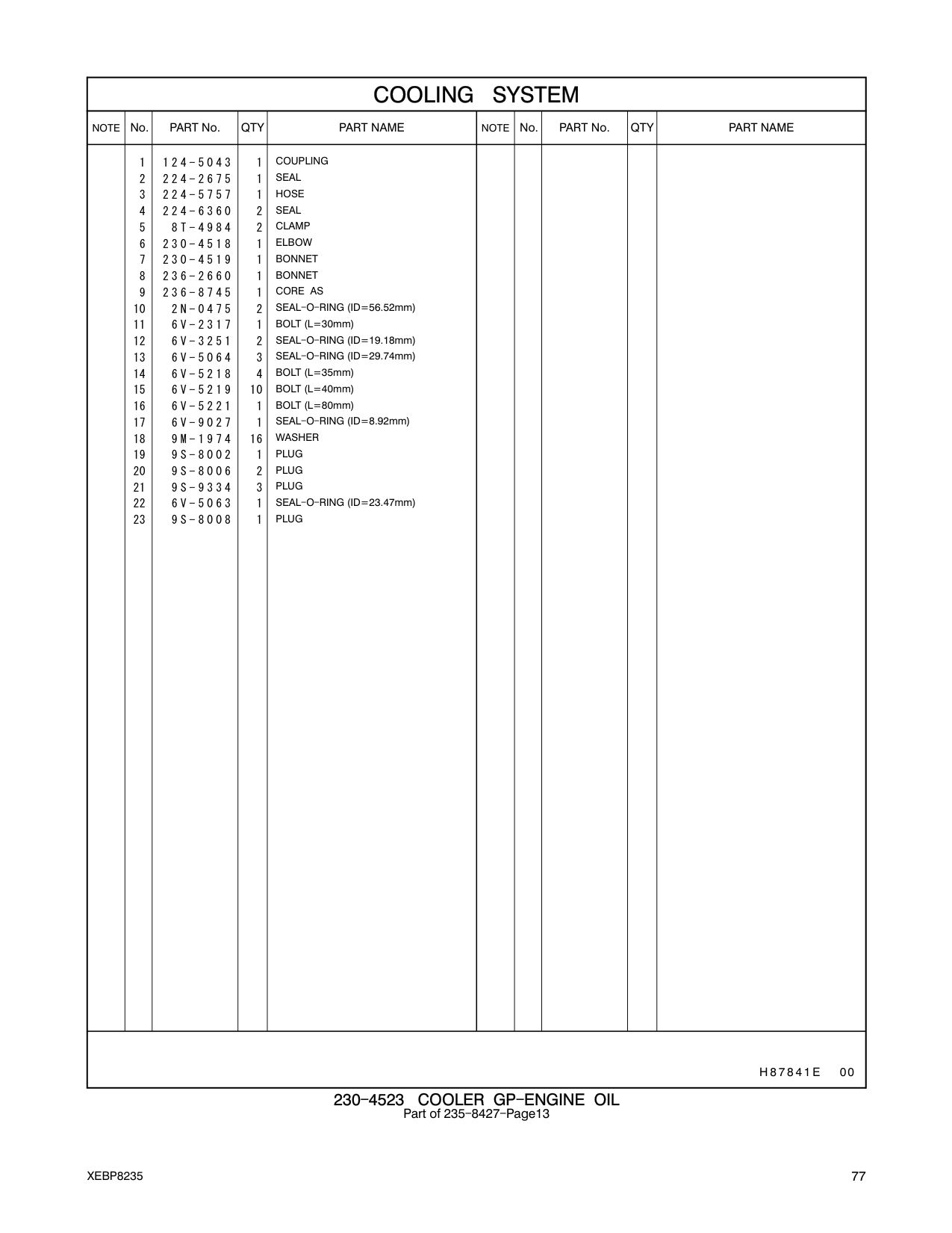 224-2675 SEAL CAT parts manual diagram