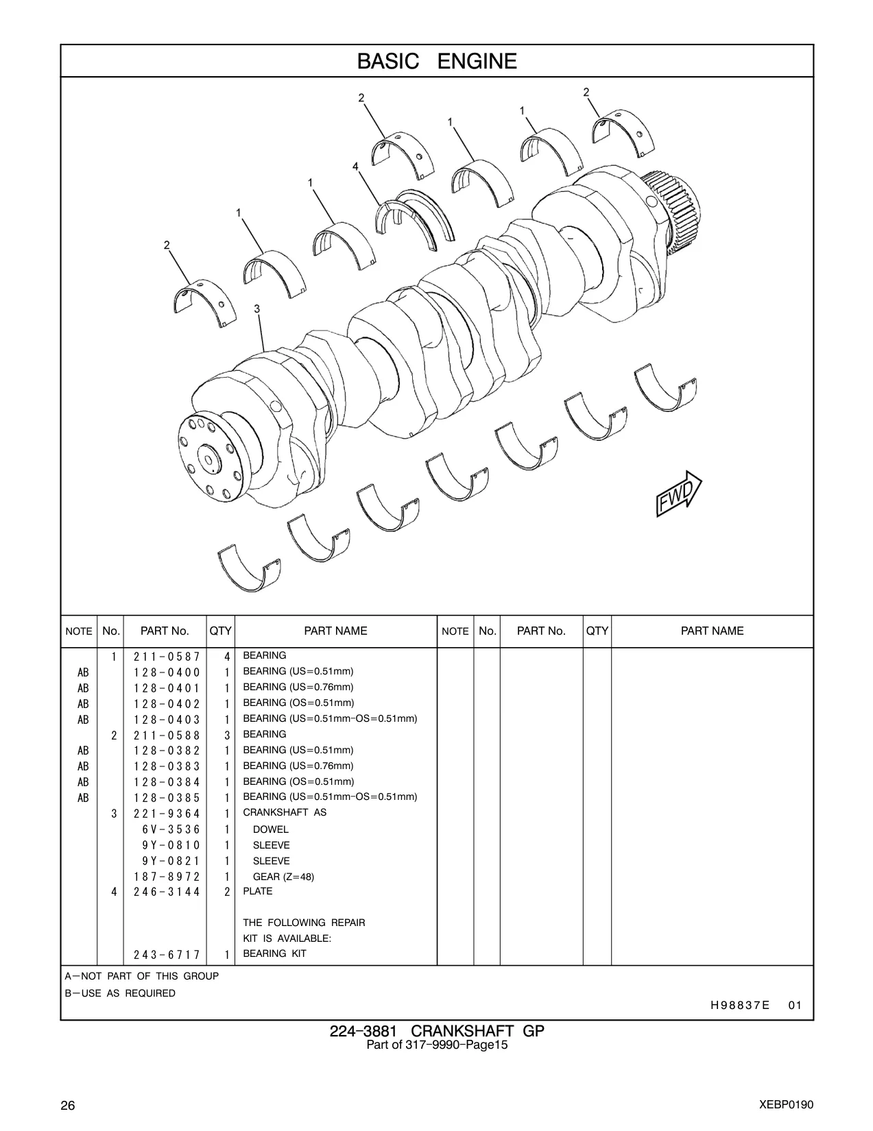 128-0382 - BEARING (US=0.51mm)