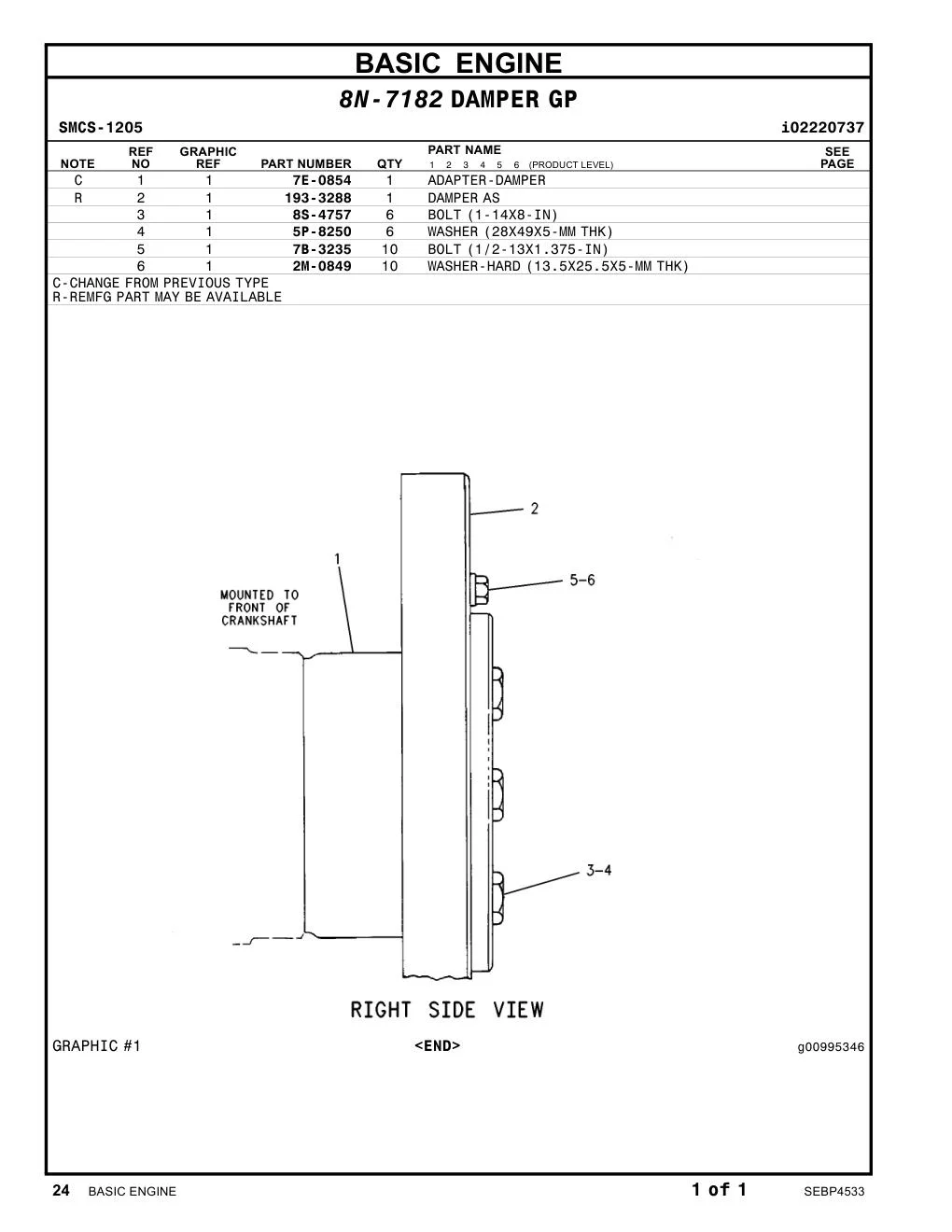 7E-0854 - ADAPTER-DAMPER