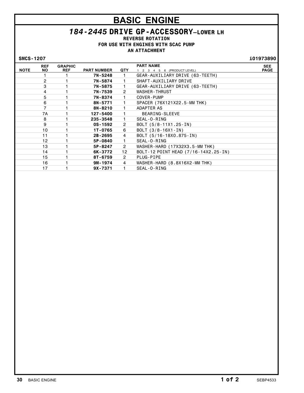 7N-5875 GEAR-AUXILIARY DRIVE (63-TEETH) CAT parts manual diagram