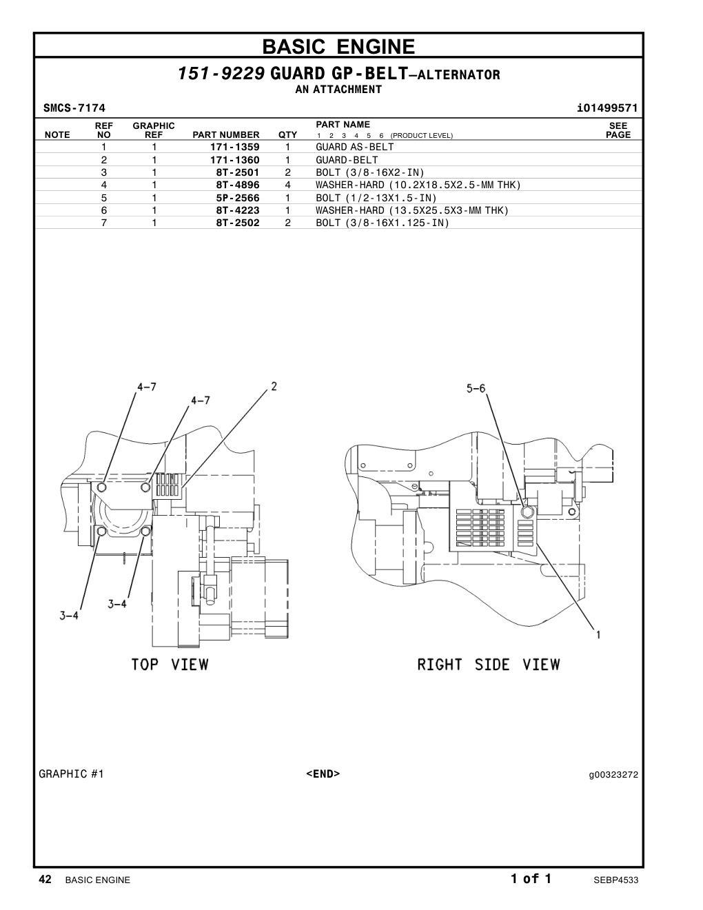 171-1359 GUARDAS-BELT CAT parts manual diagram