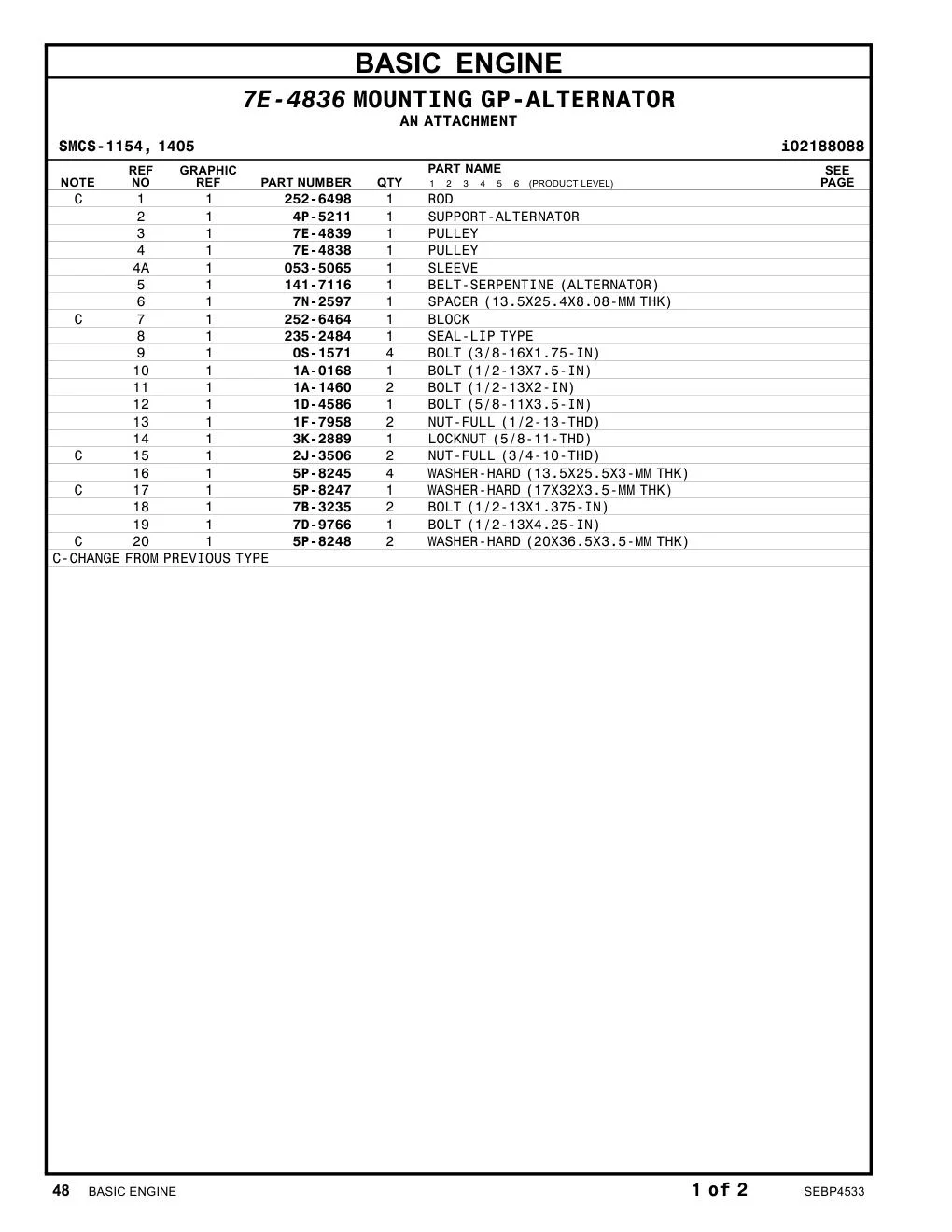 7E-4838 PULLEY CAT parts manual diagram