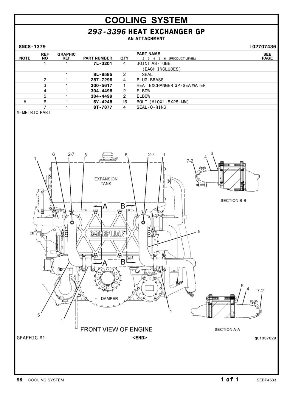 300-5617 HEATEXCHANGER GP-SEAWATER CAT parts manual diagram