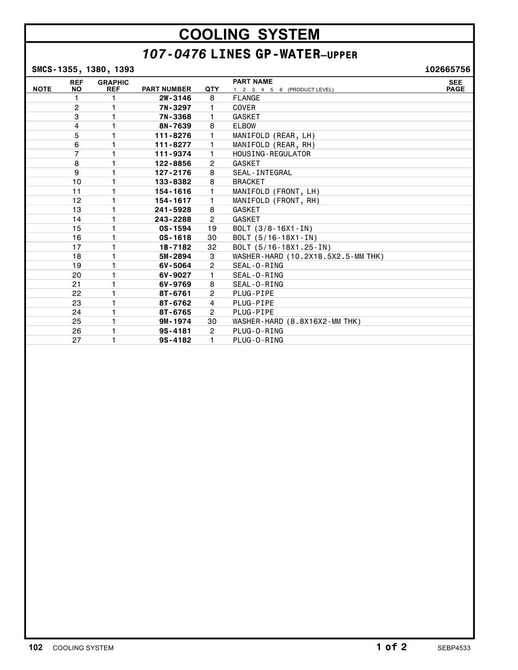 243-2288 GASKET CAT parts manual diagram