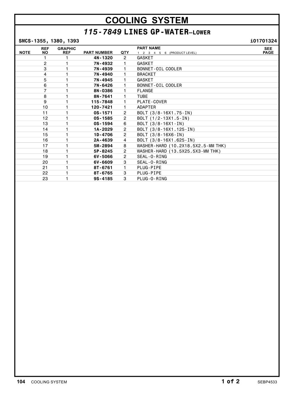 115-7848 PLATE-COVER CAT parts manual diagram