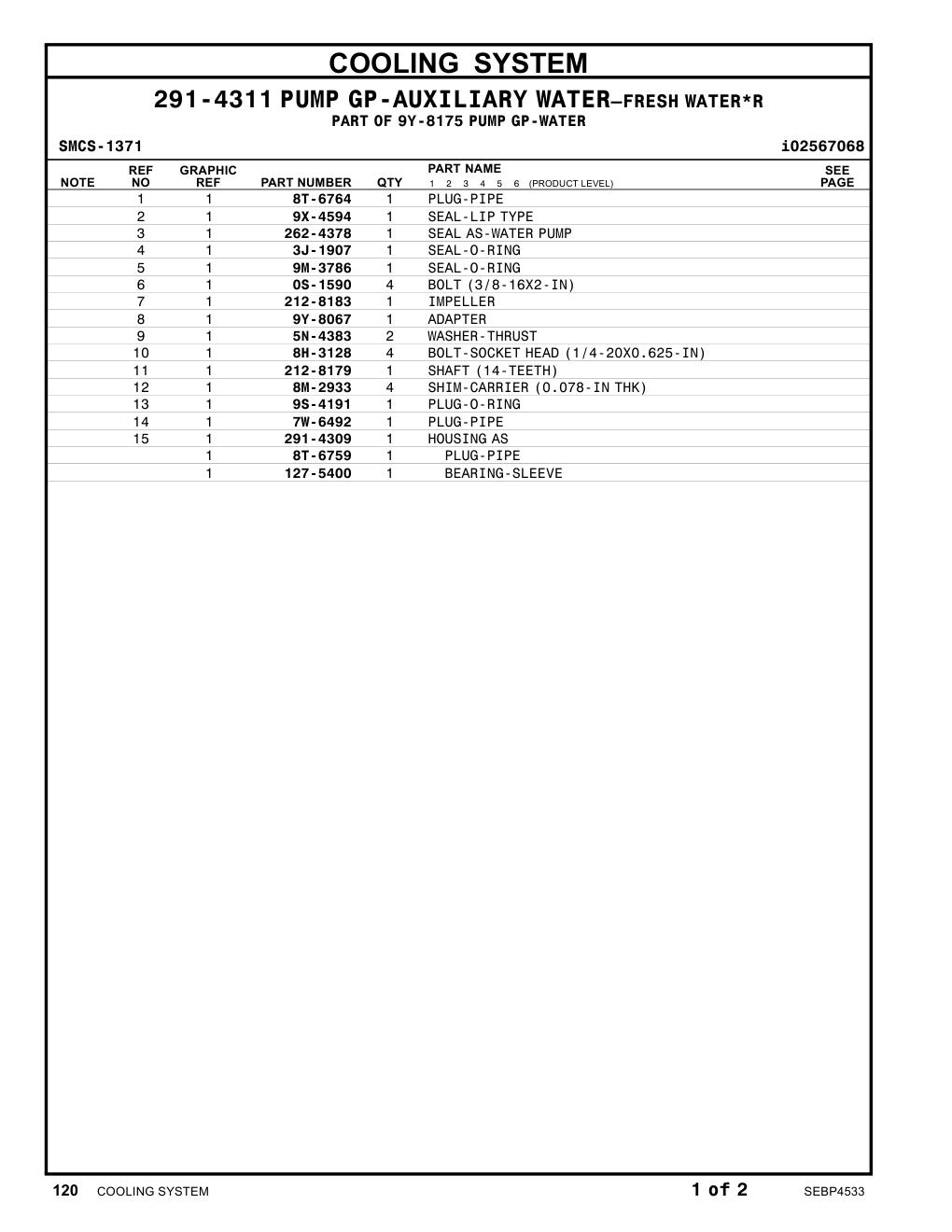 5N-4383 WASHER-THRUST CAT parts manual diagram