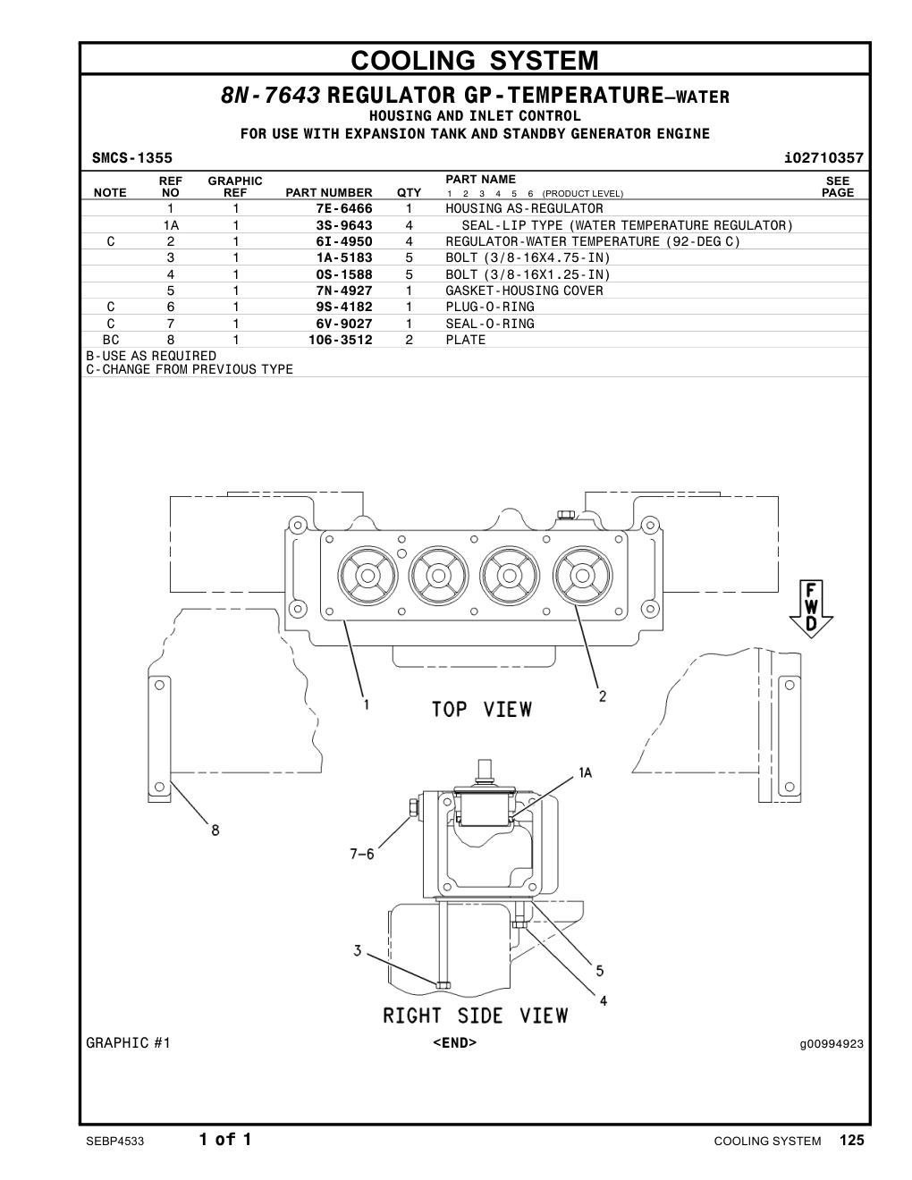 7N-4927 GASKET-HOUSING COVER CAT parts manual diagram