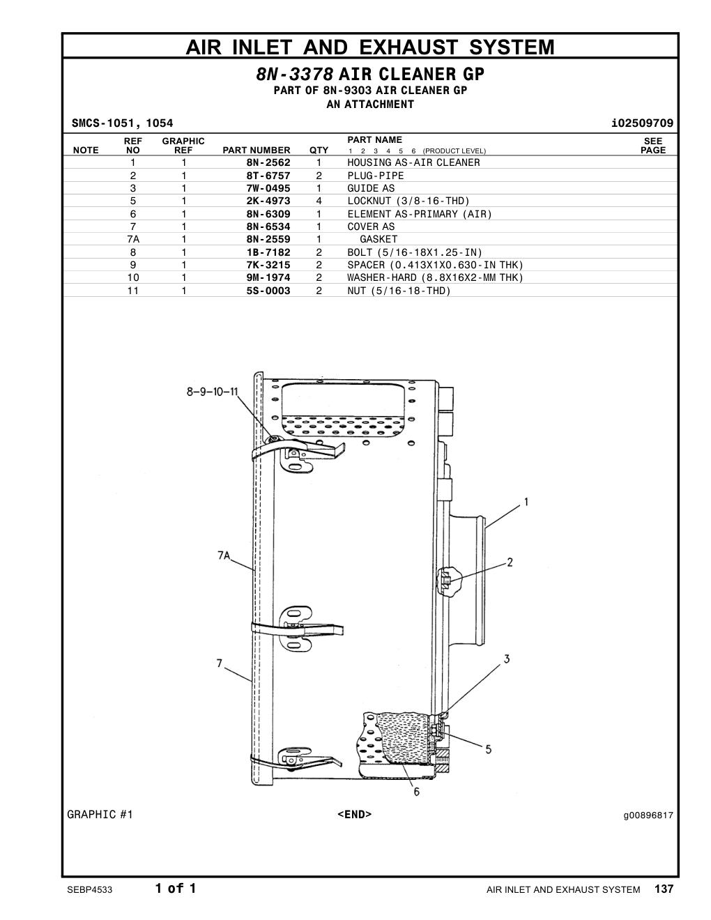 8N-6534 COVER AS CAT parts manual diagram