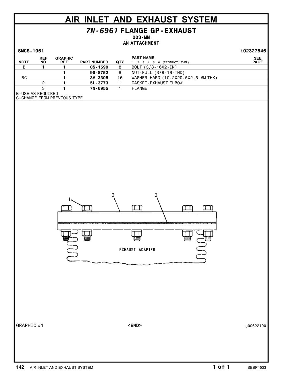 7N-6955 FLANGE CAT parts manual diagram
