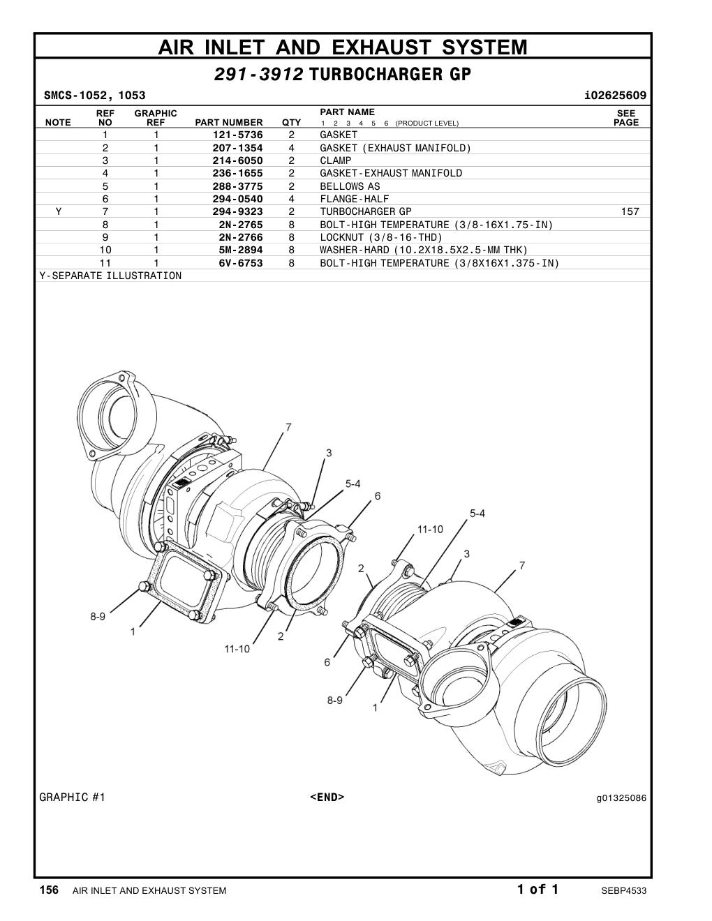 207-1354 GASKET(EXHAUSTMANIFOLD) CAT parts manual diagram