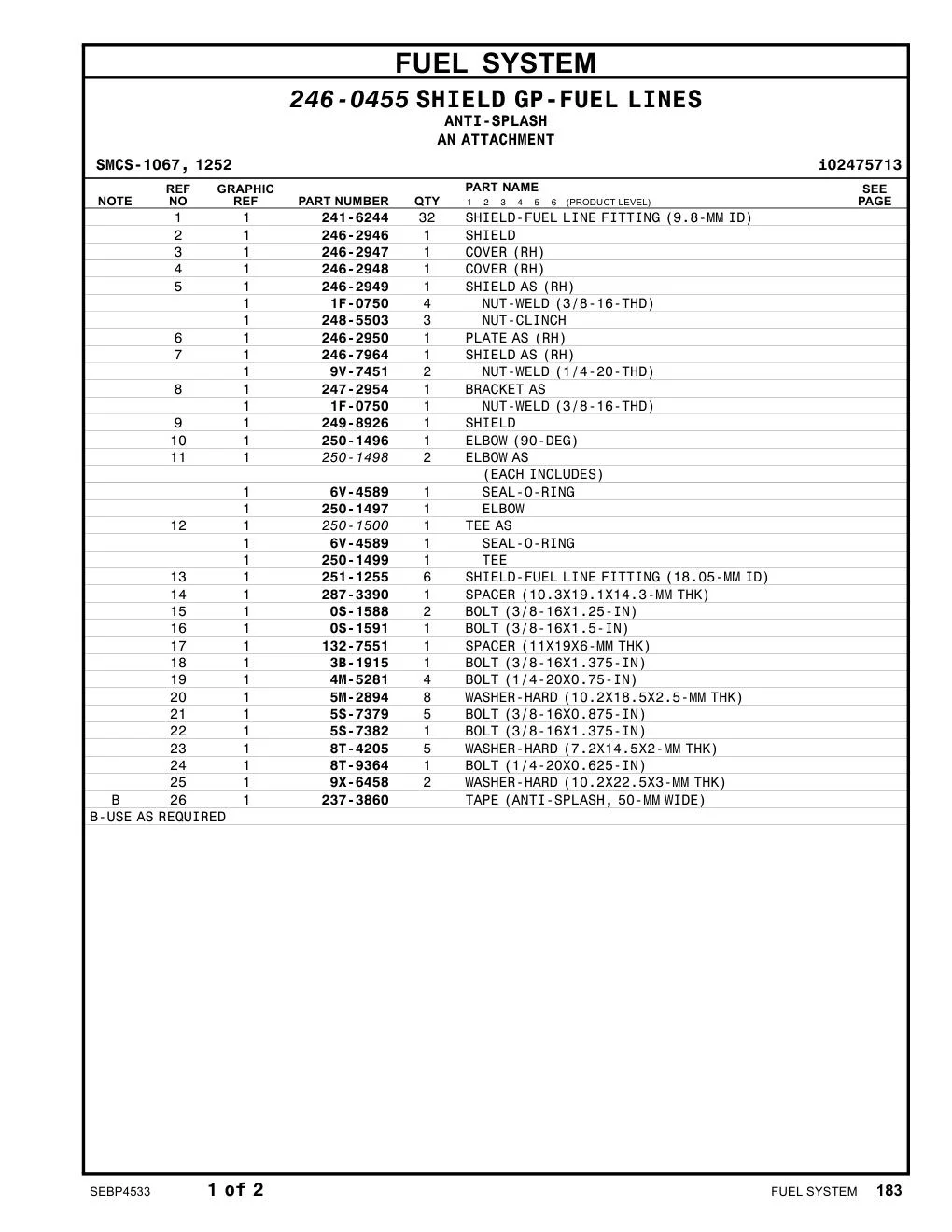 246-2950 PLATEAS (RH) CAT parts manual diagram