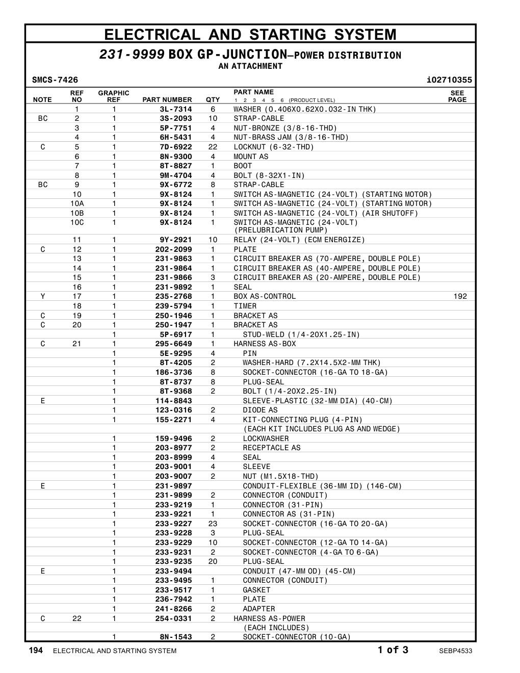 231-9863 CIRCUIT BREAKERAS(70-AMPERE, DOUBLEPOLE) CAT parts manual diagram