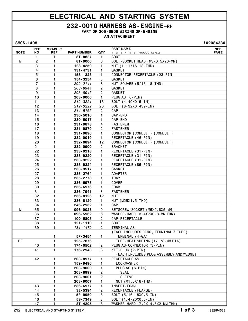 212-3221 BOLT(4-40X0.5-IN) CAT parts manual diagram